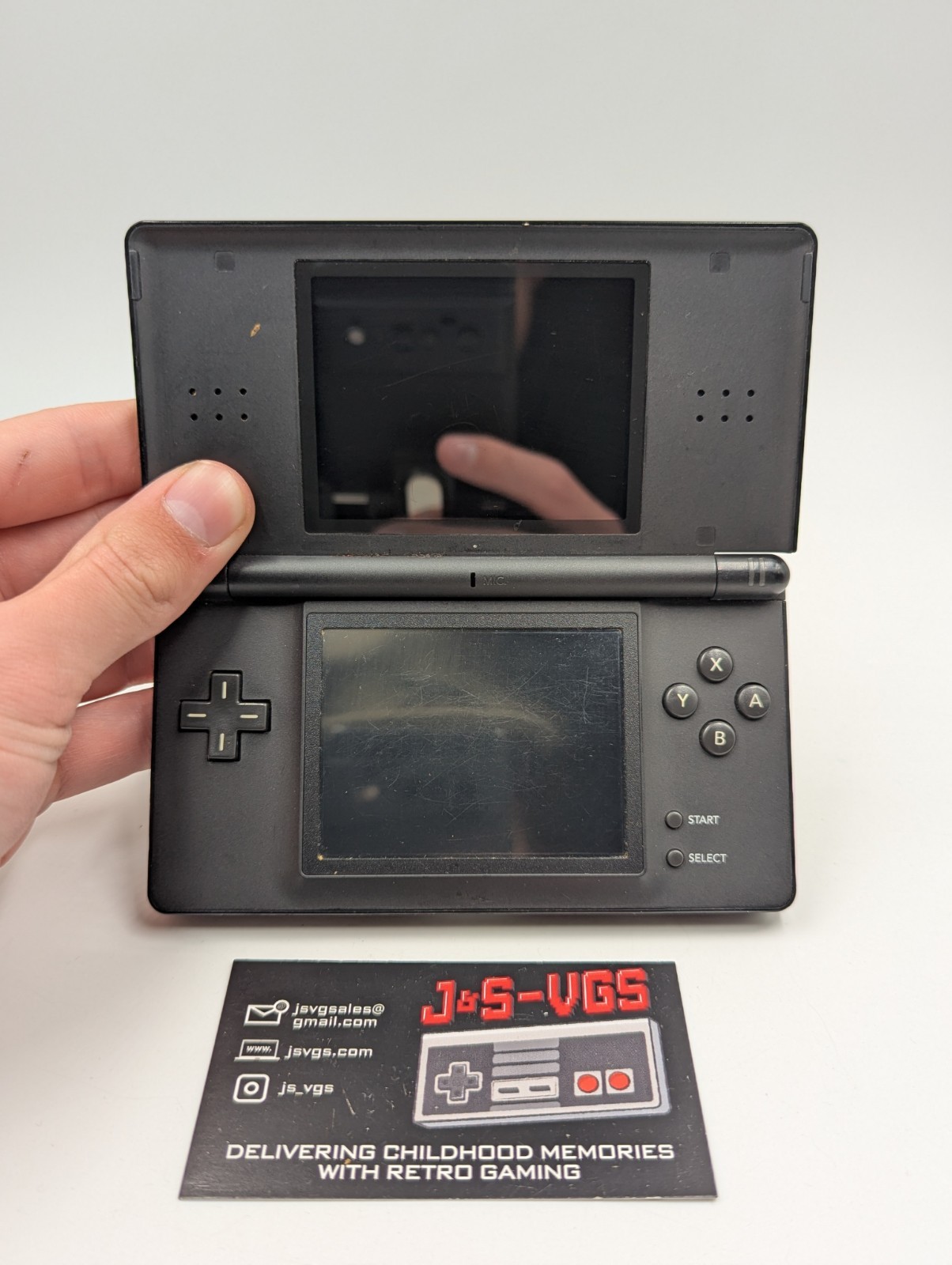 Ninto DS Lite Onyx Black Console Only Damaged Screen No Charger Tested