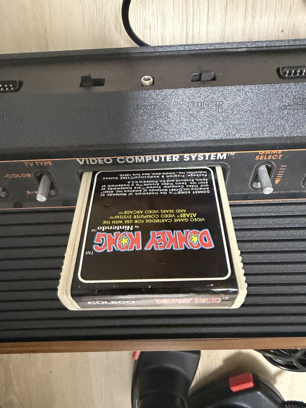 Atari 2600 Woodgrain 4-Switch Console Bundle OEM Controllers Paddles Games Works