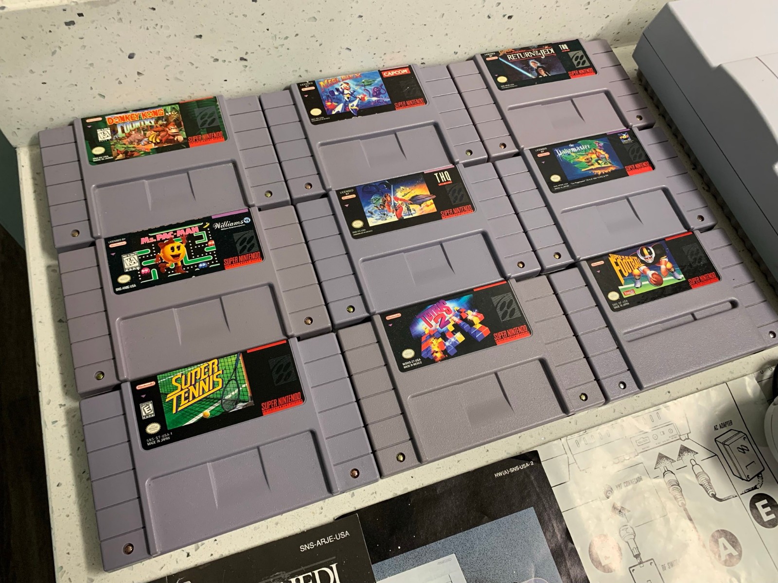 SNES Super Nintendo Entertainment System Controller 9 Games Mega Man X Lot Sale