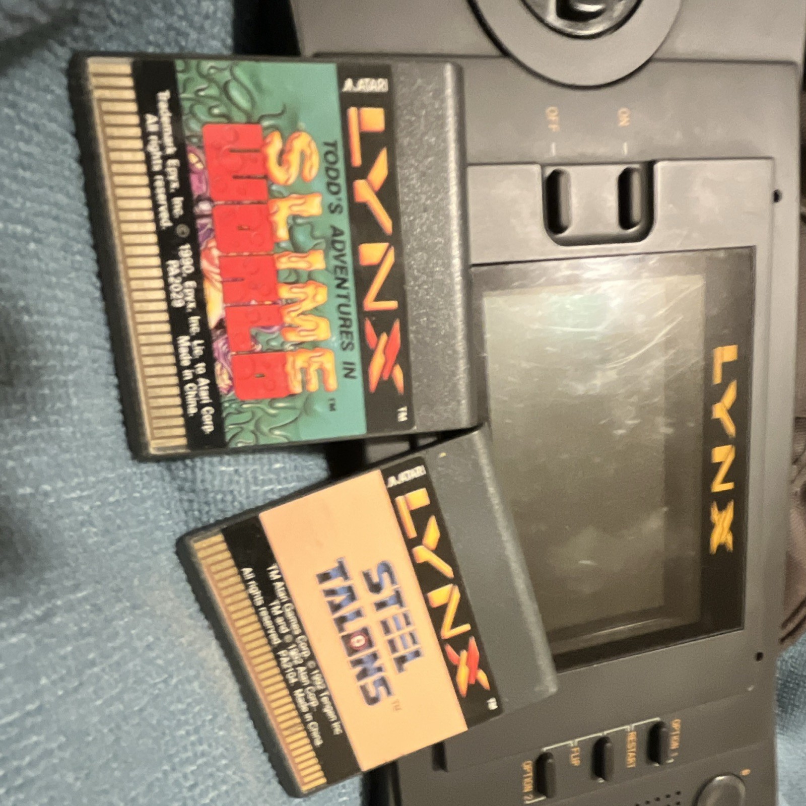 Atari Lynx II Handheld Game Console Tested and Working with 2 Game Cartridges