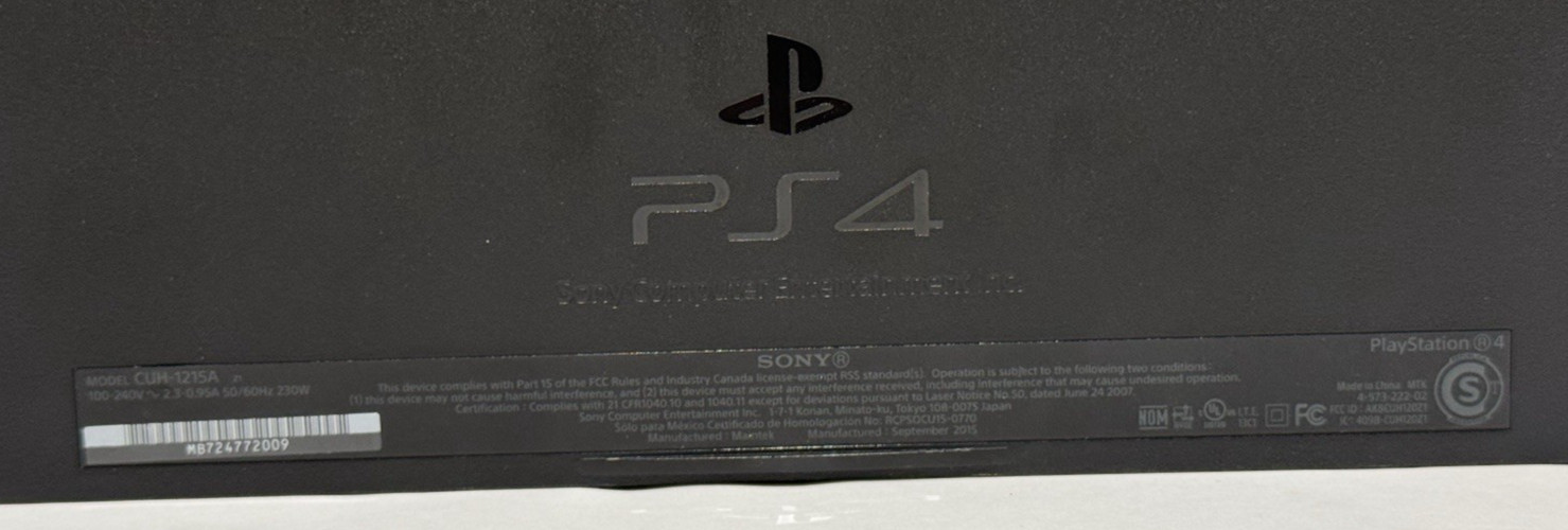 Sony PlayStation 4 PS4 Original Console CUH-1215A Black 500GB w/ Cords + Cont.