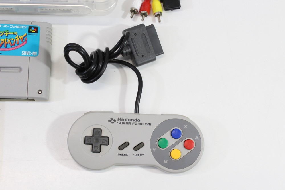 Nintendo Super Famicom Clear White Console Cont x1 Game x3 PLAY SNES & SFC #2