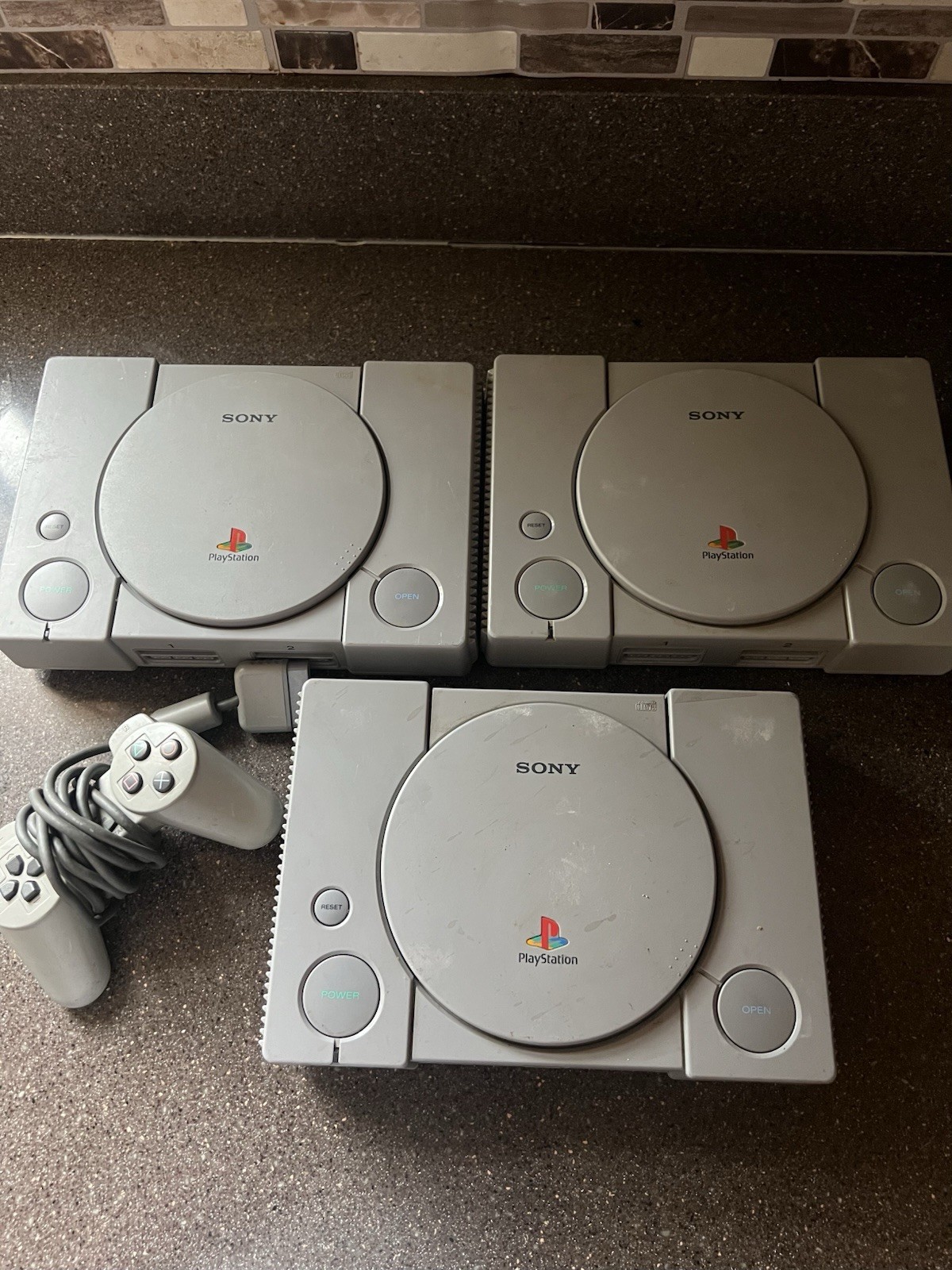 PS1 PlayStation 1 LOT Of 3 Japan Consoles And 1 Controller…For Parts..