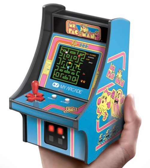 MS.PAC-MAN Micro Player – Collectable Miniature Arcade Cabinet Blue/Pink *NIB!*