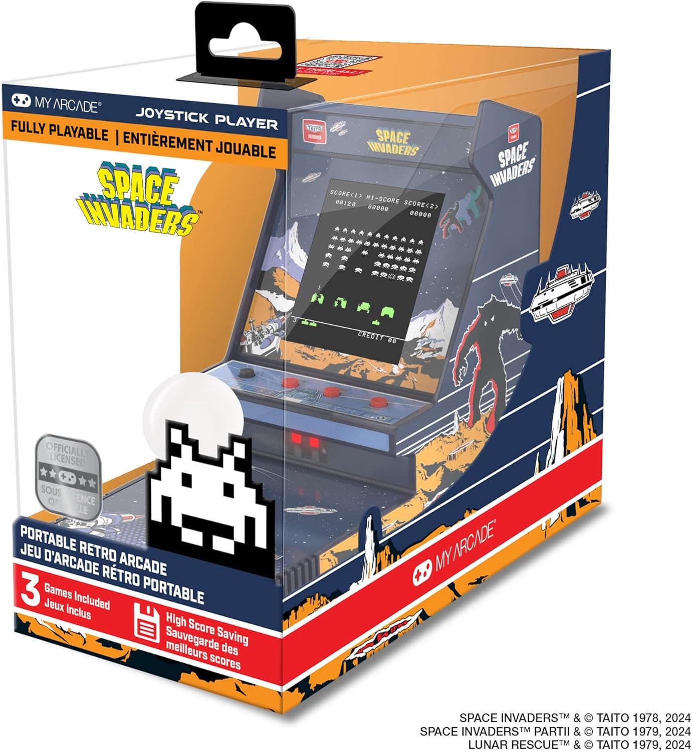 My Arcade Space Invaders Joystick Player: Official 3in1 Retro Gaming Console