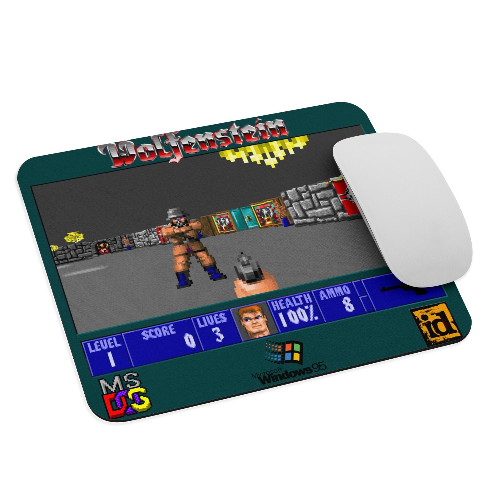 Wolfenstein 3d PC, 1995 Mouse Pad NEW 9.5″ x 7.75″ Non Slip Gaming ID Software