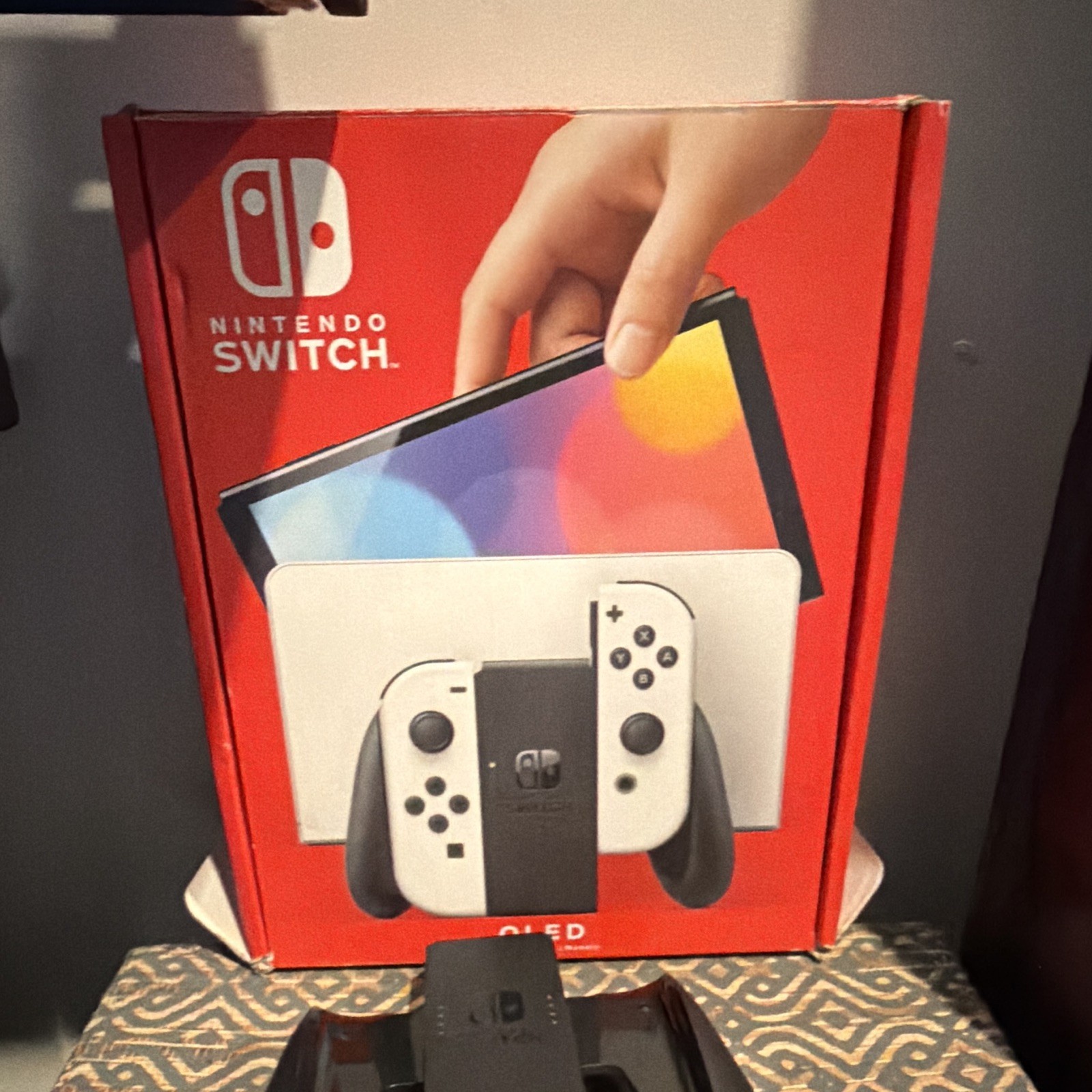 Nintendo Switch (OLED Model) White/Black 64GB Console w/ Dock, Joy-Con Grip, Box