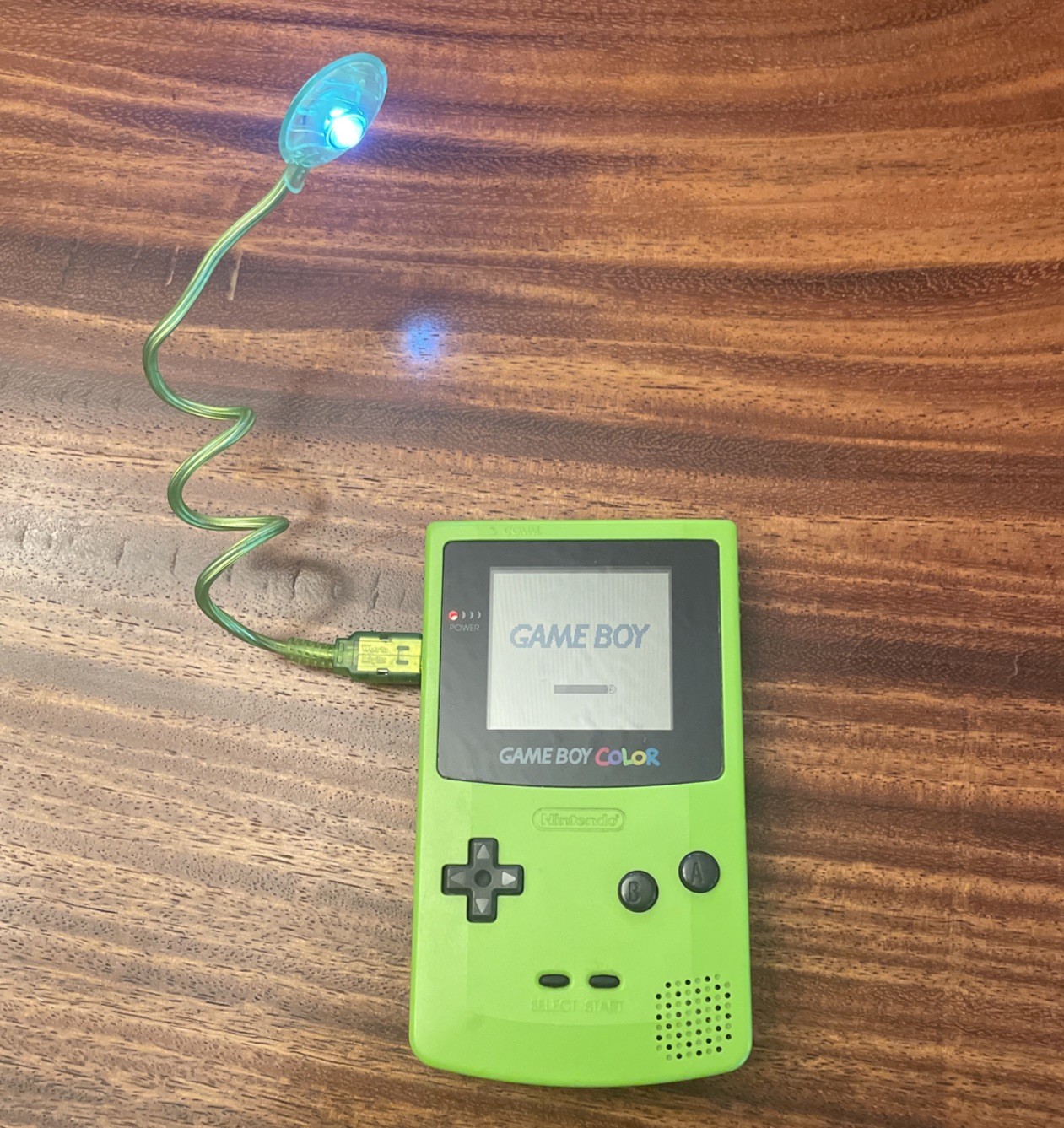 Nintendo Game Boy Color Kiwi Green Handheld System Tested w Worm Light