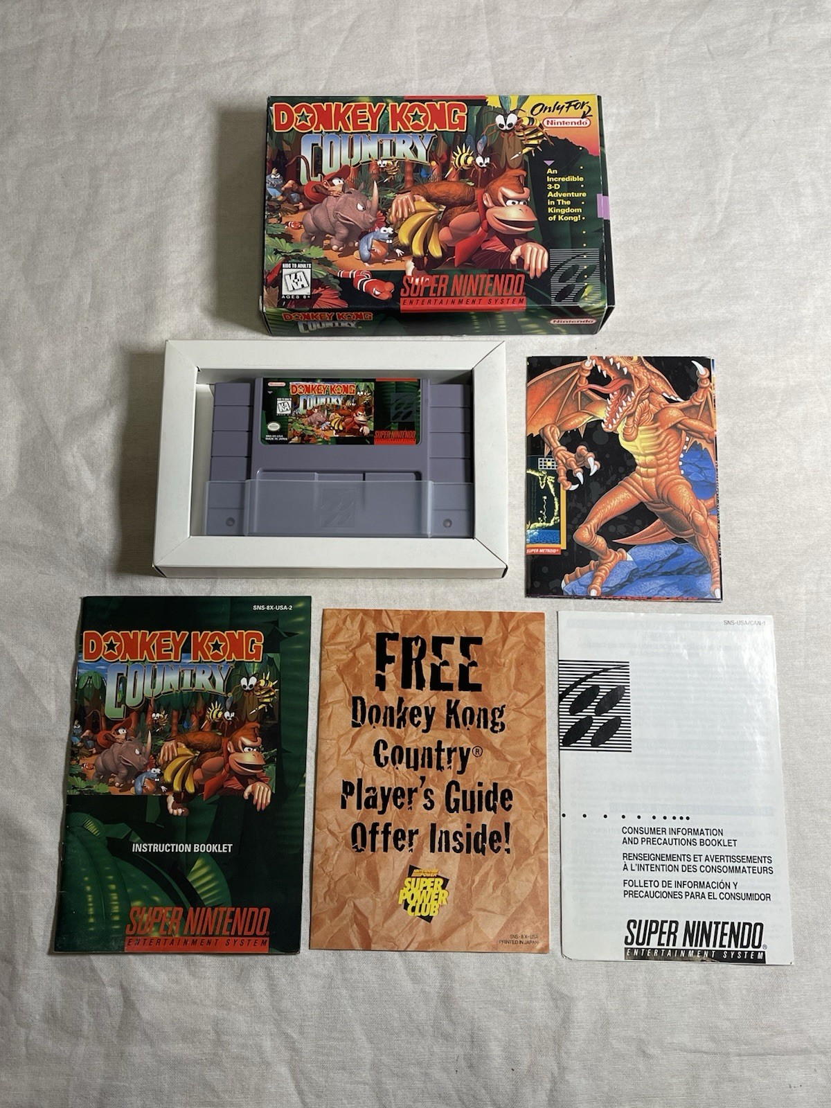 Super NES Donkey Kong Console Set CIB W/ Matching Serial Number – Tested!