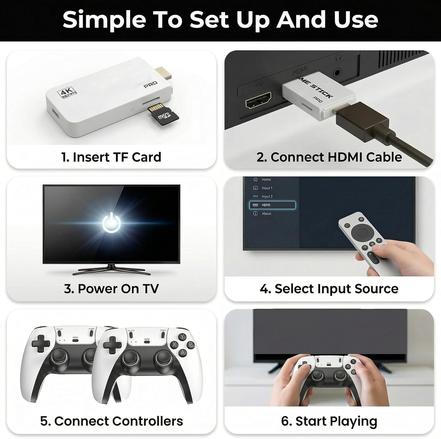 Retro Gaming Console Plug & Play Game Console for TV, 4K HD HDMI Video Console w