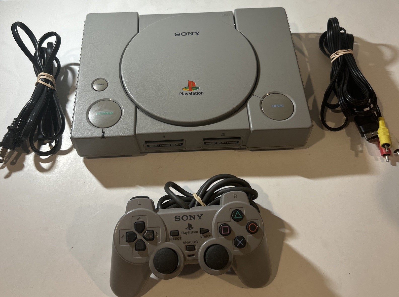 Sony PlayStation PS1 SCPH-1001 Console Bundle Tested AV Power DualShock