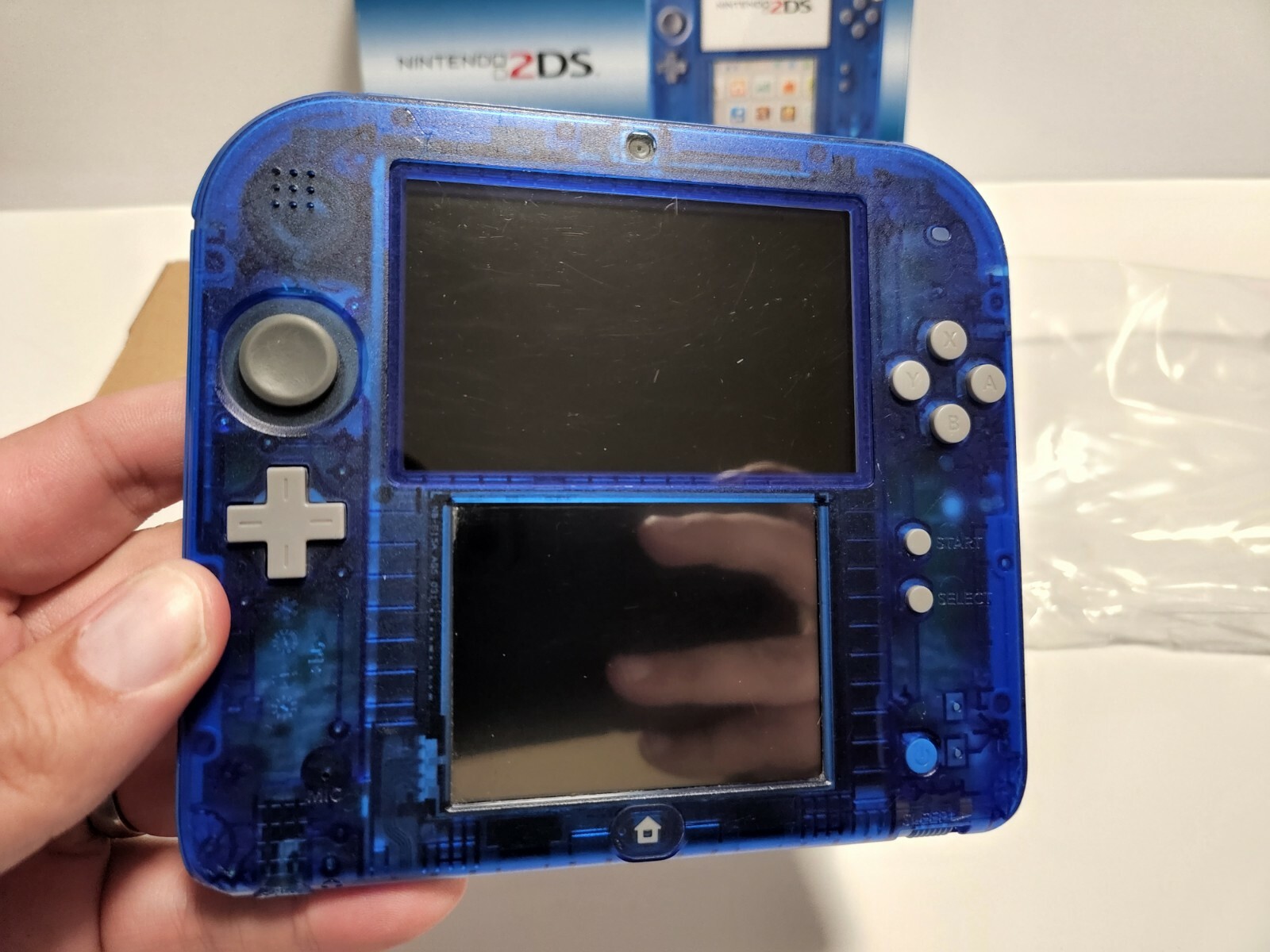 Nintendo 2DS Crystal Blue Handheld Console Bundle with Original Box TESTED