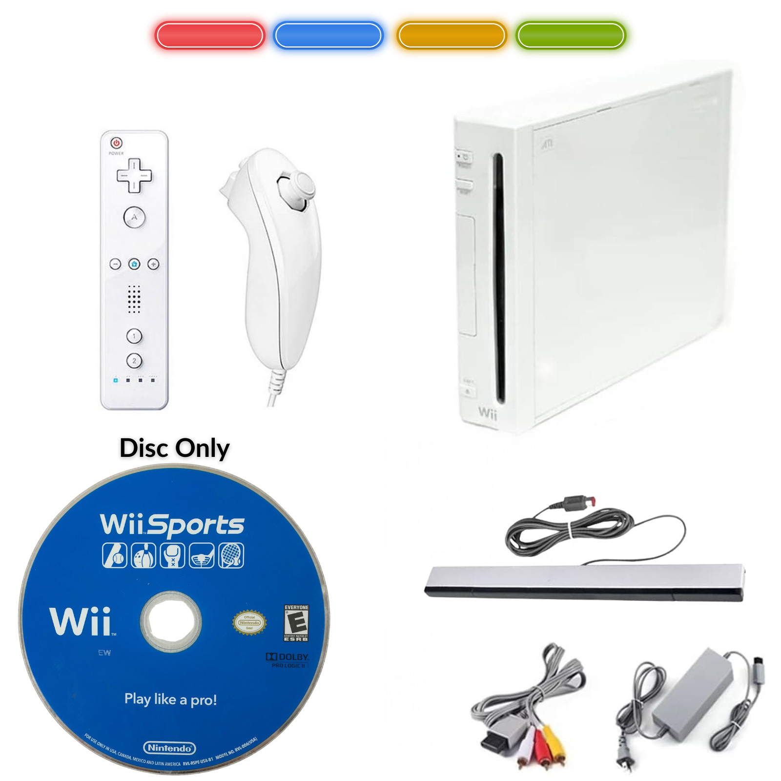 Nintendo Wii Console + 1 Remote, Wii Sports Disc Only | FREE SHIPPING