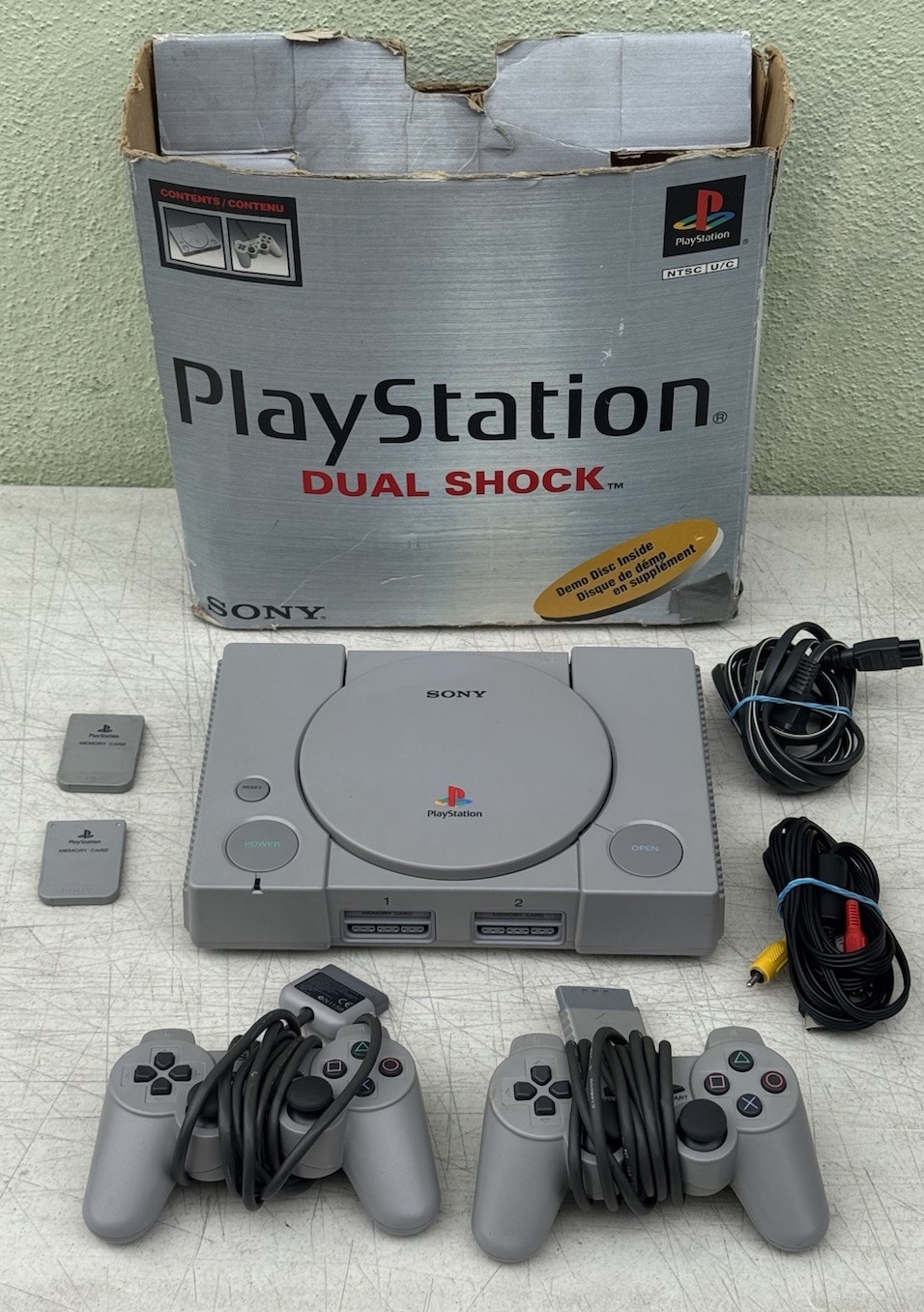 Sony PlayStation 1 (PS1) Console Gaming System SCPH-7501 Bundle 2 Controllers
