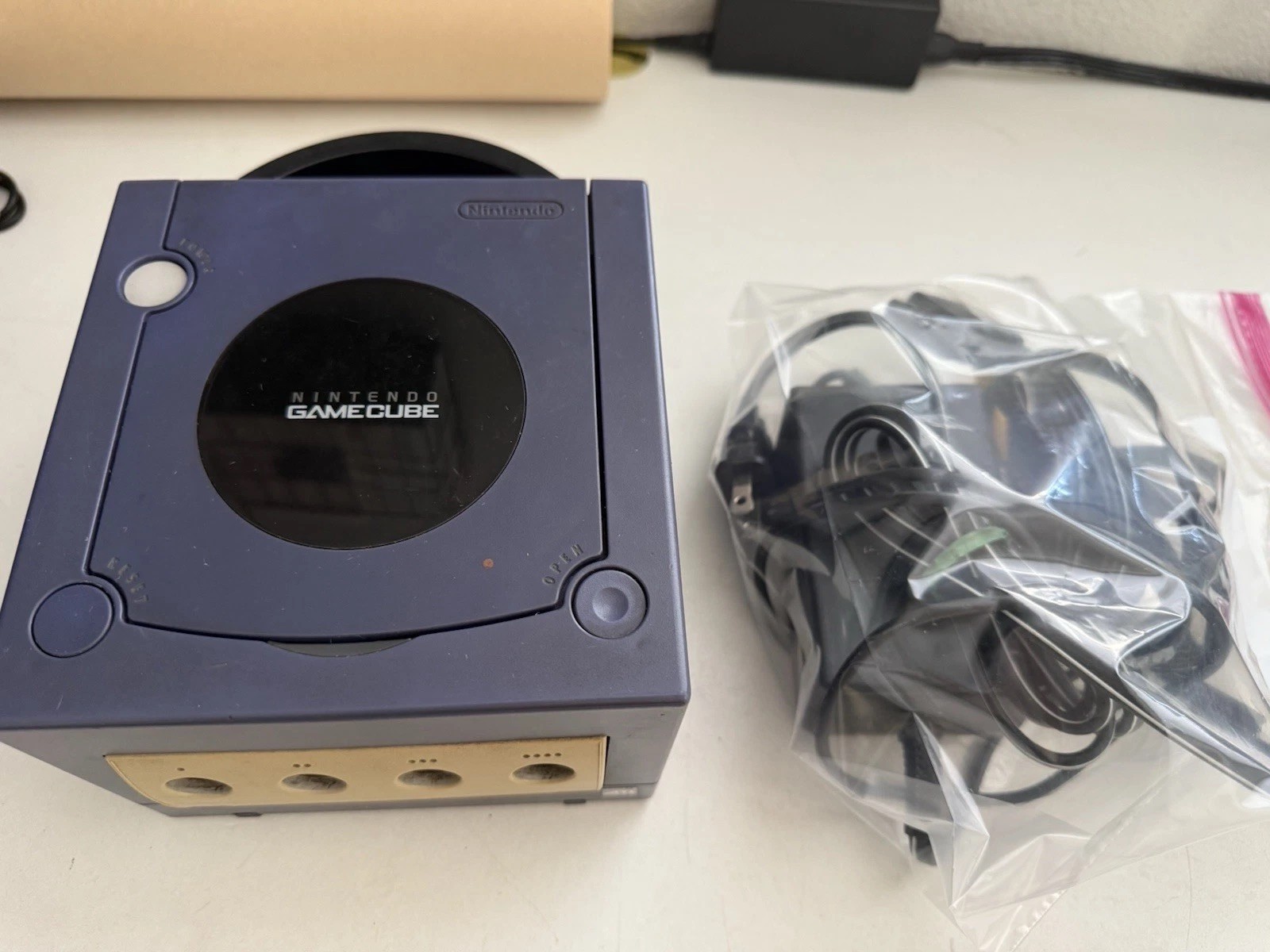 Nintendo GameCube DOL-001 Gaming System – Indigo + Power Cord + AV Cables