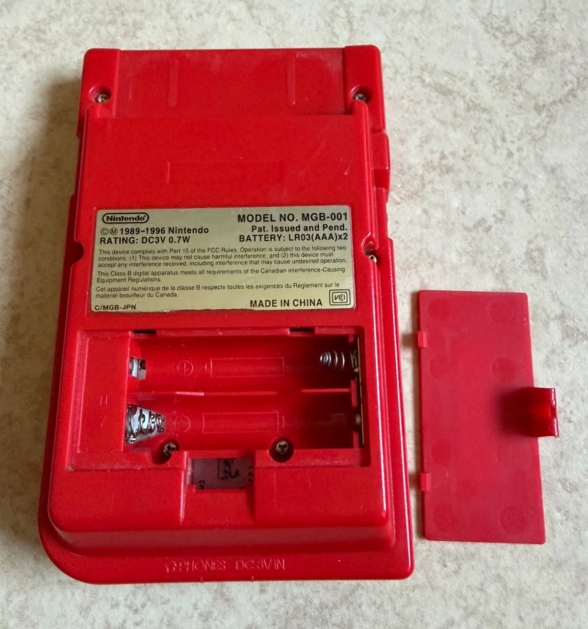 Nintendo Game Boy Pocket Red Console (MGB-001) Authentic Tested & Works W/ Game