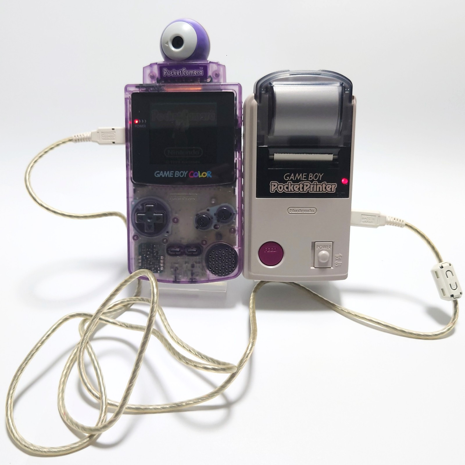 Nintendo Game Boy Pocket Printer Pocket Camera Yellow w/Cable gameboy Good Japan