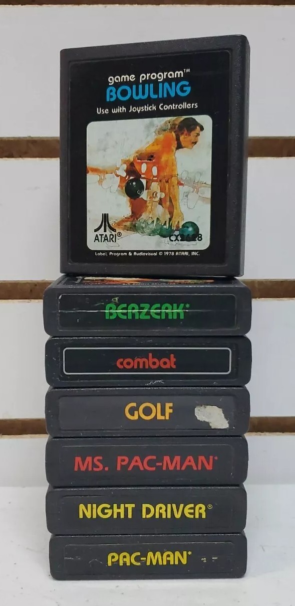 Atari 2600 Console w/Hookups, OEM Controllers & 7 Games – Lot #3 *Read*