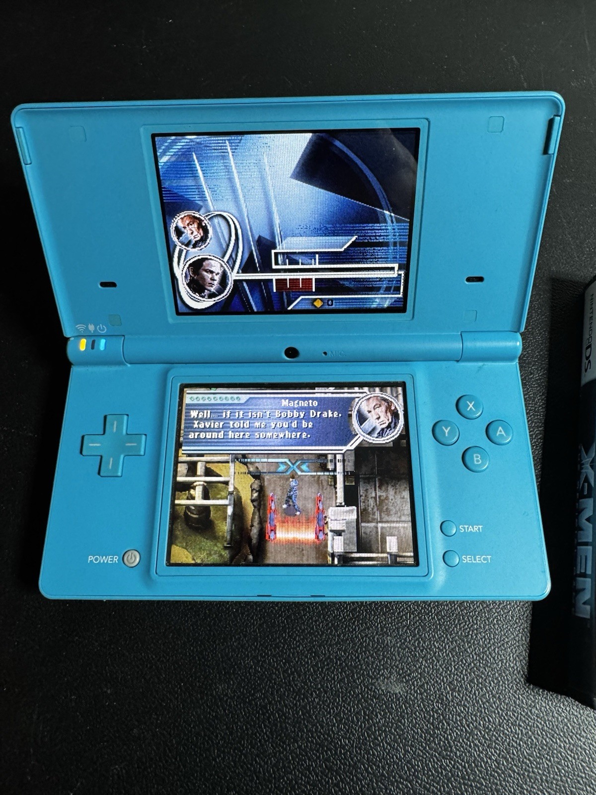 Nintendo DSi Ice Blue Handheld Console System W/ Charger & X-men Nice Condition