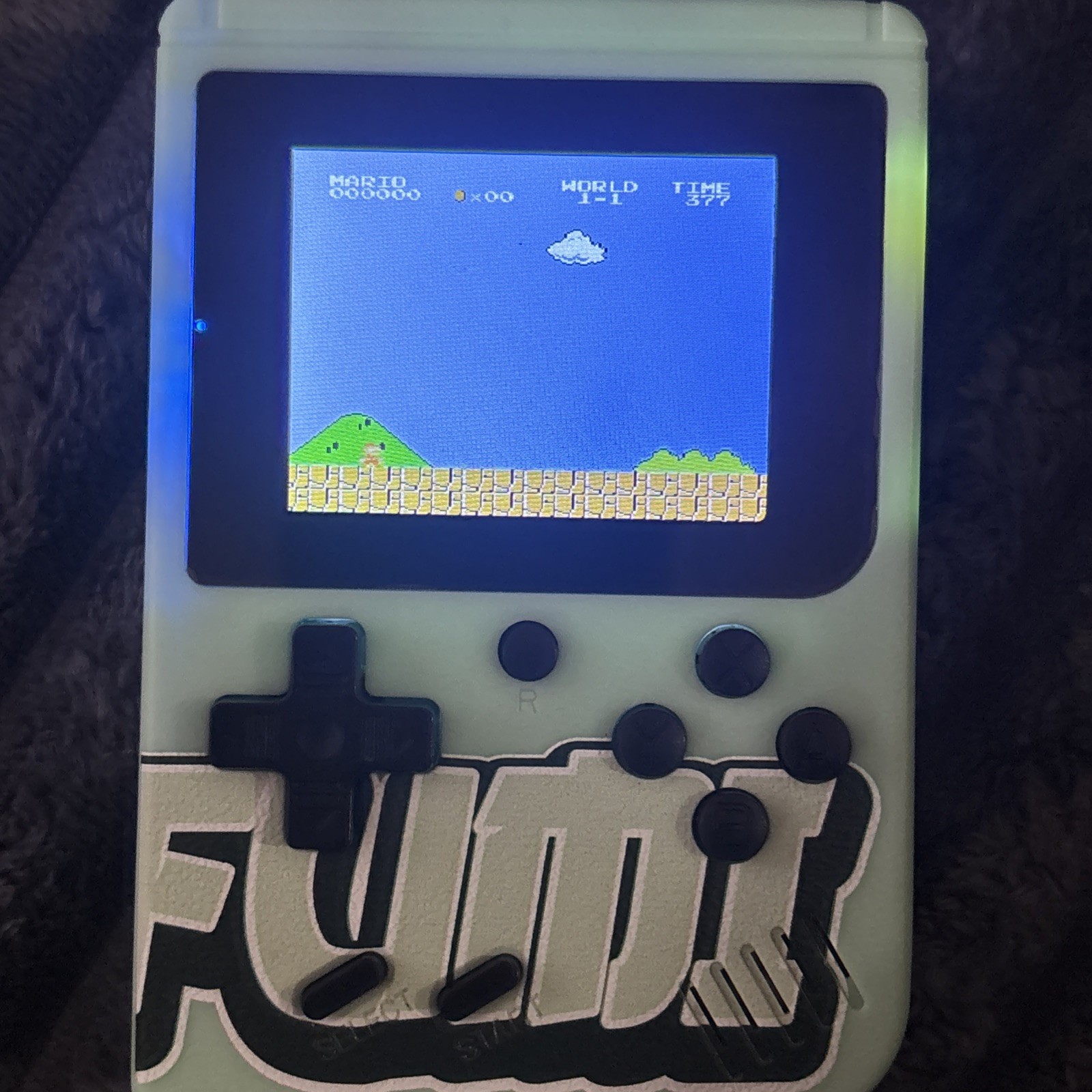 Green Handheld Game Console Built-in Games USB-A Micro USB Charging