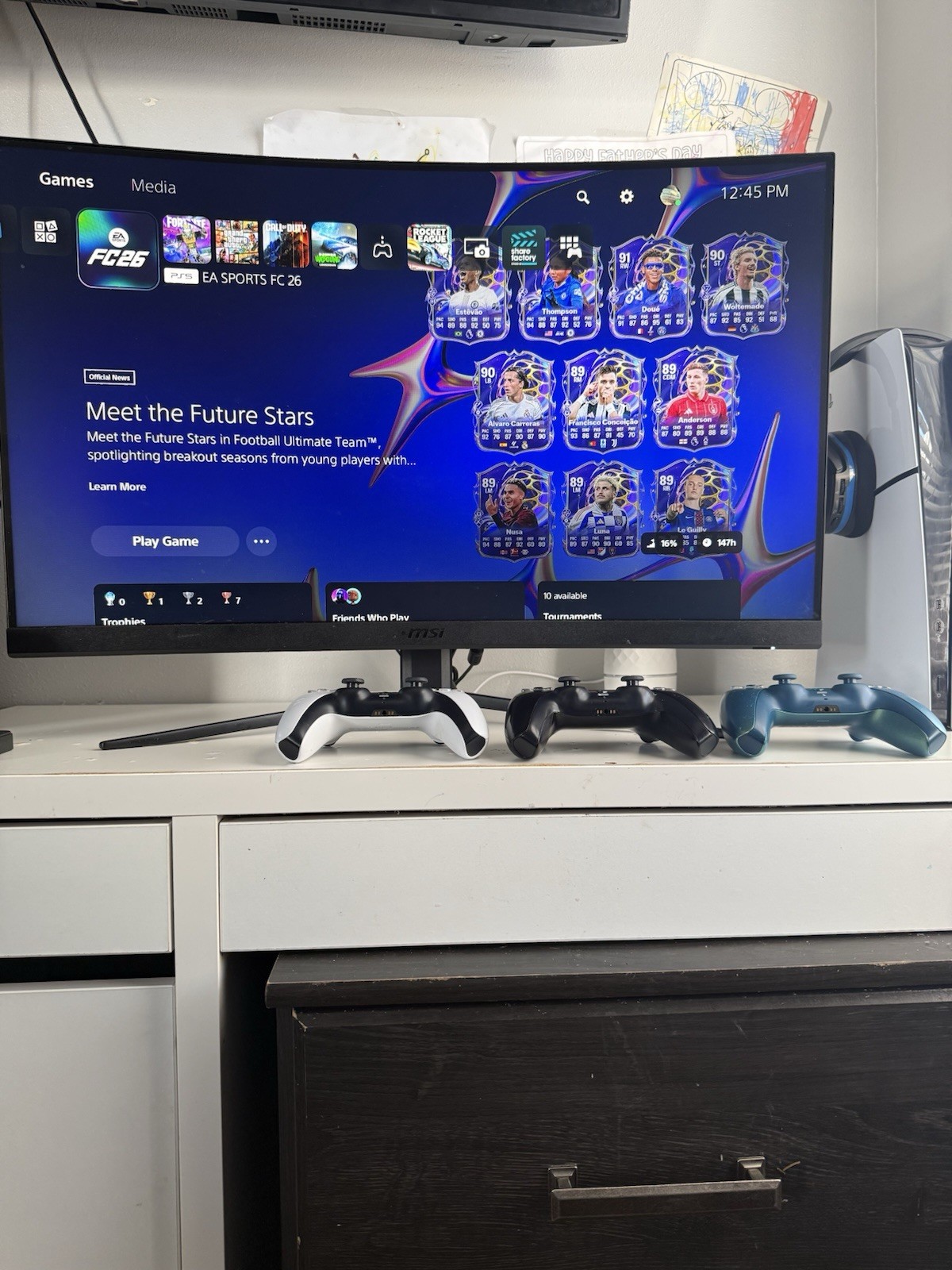 Sony PlayStation 5 Console White 4K UHD 3 Controllers HDMI with MSI monitor