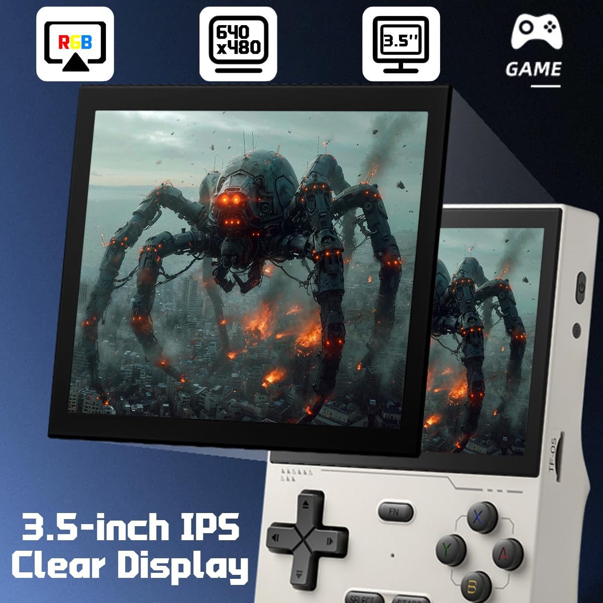 K36 Gray Handheld Game Console 3.5 Inch Screen RK3326 Long Battery Life