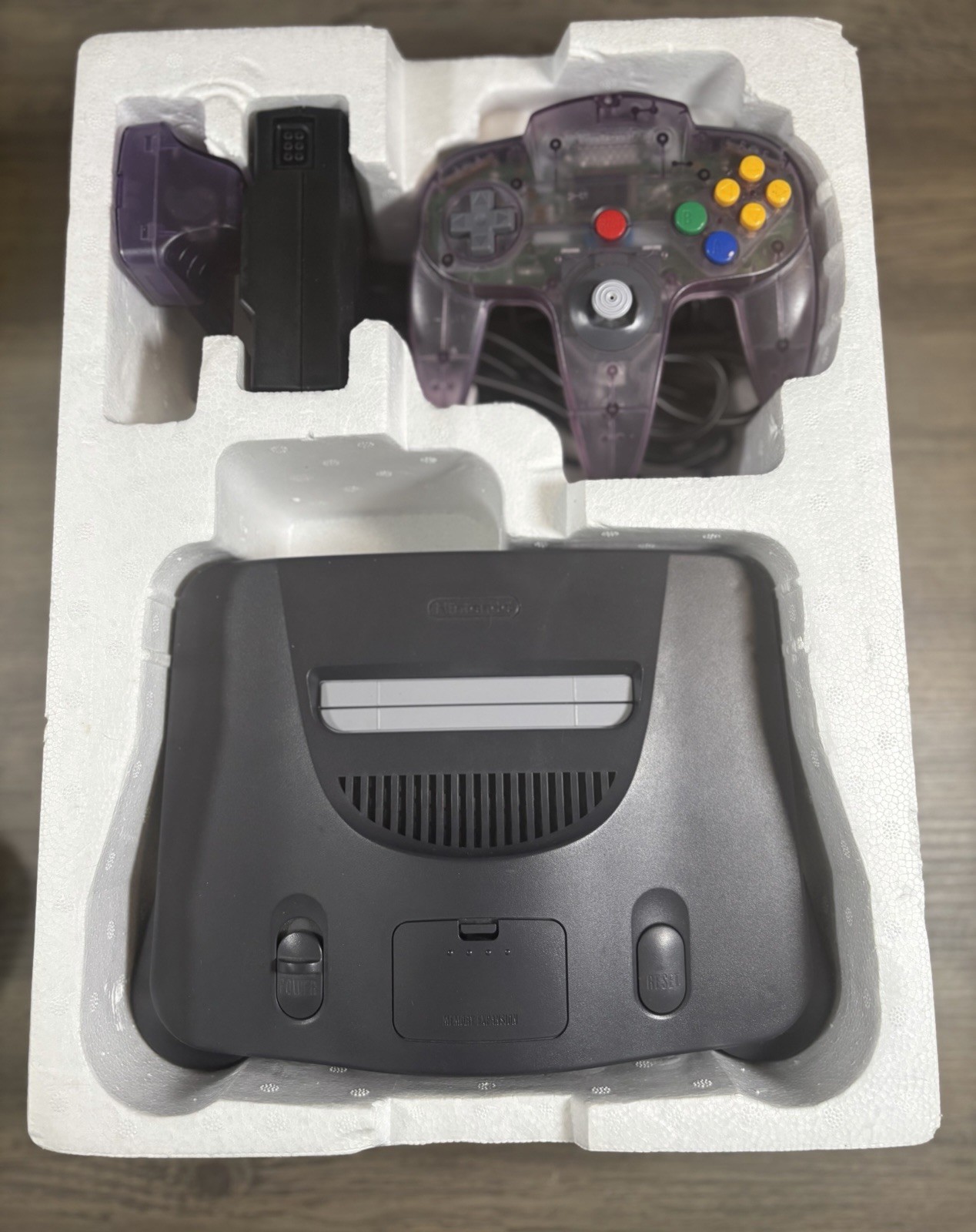 Nintendo 64 N64 Console Bundle – Atomic Purple Controller – Box & Cables