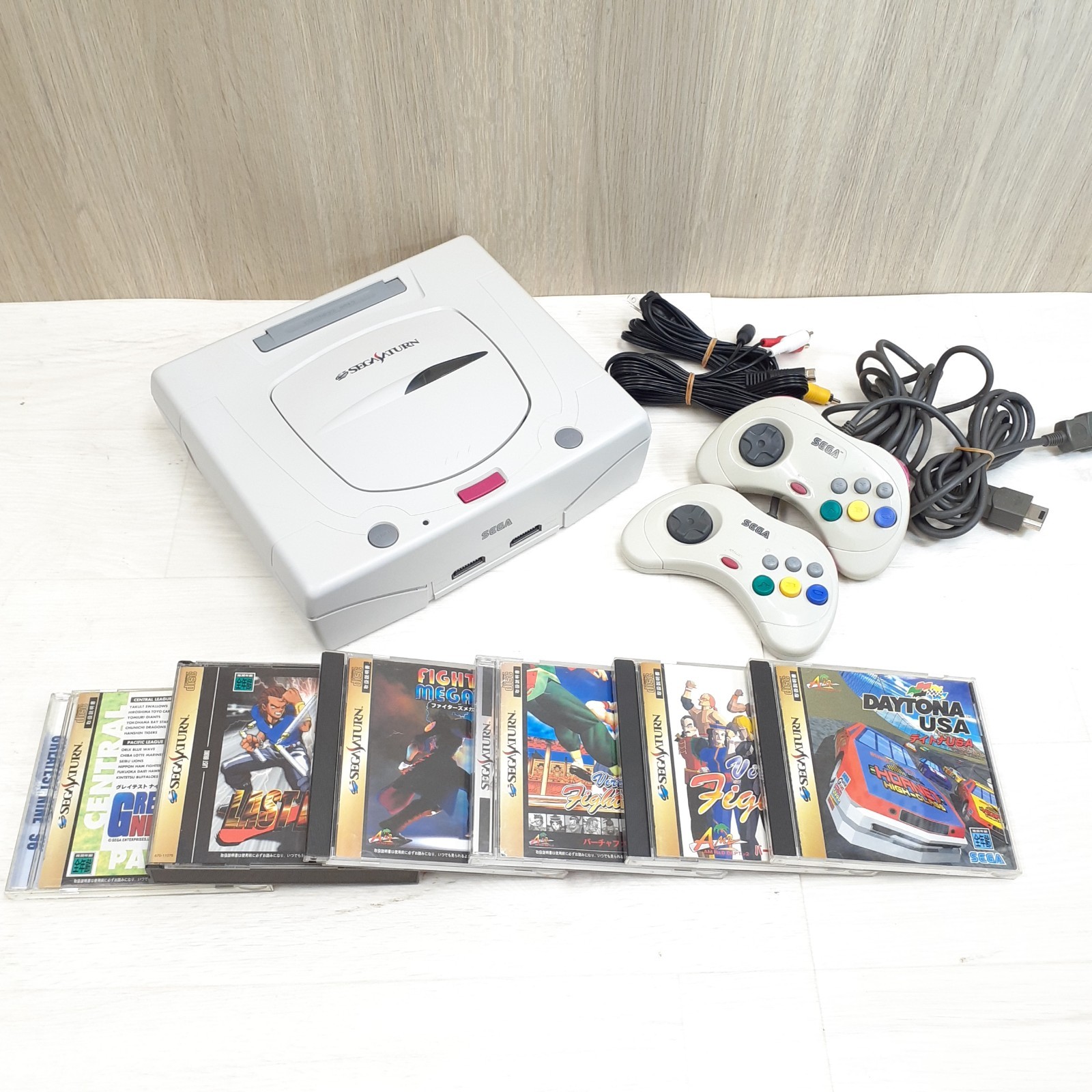 Sega Saturn console white bundle with 6 Games & 2 controllers Japan DAYTONA USA