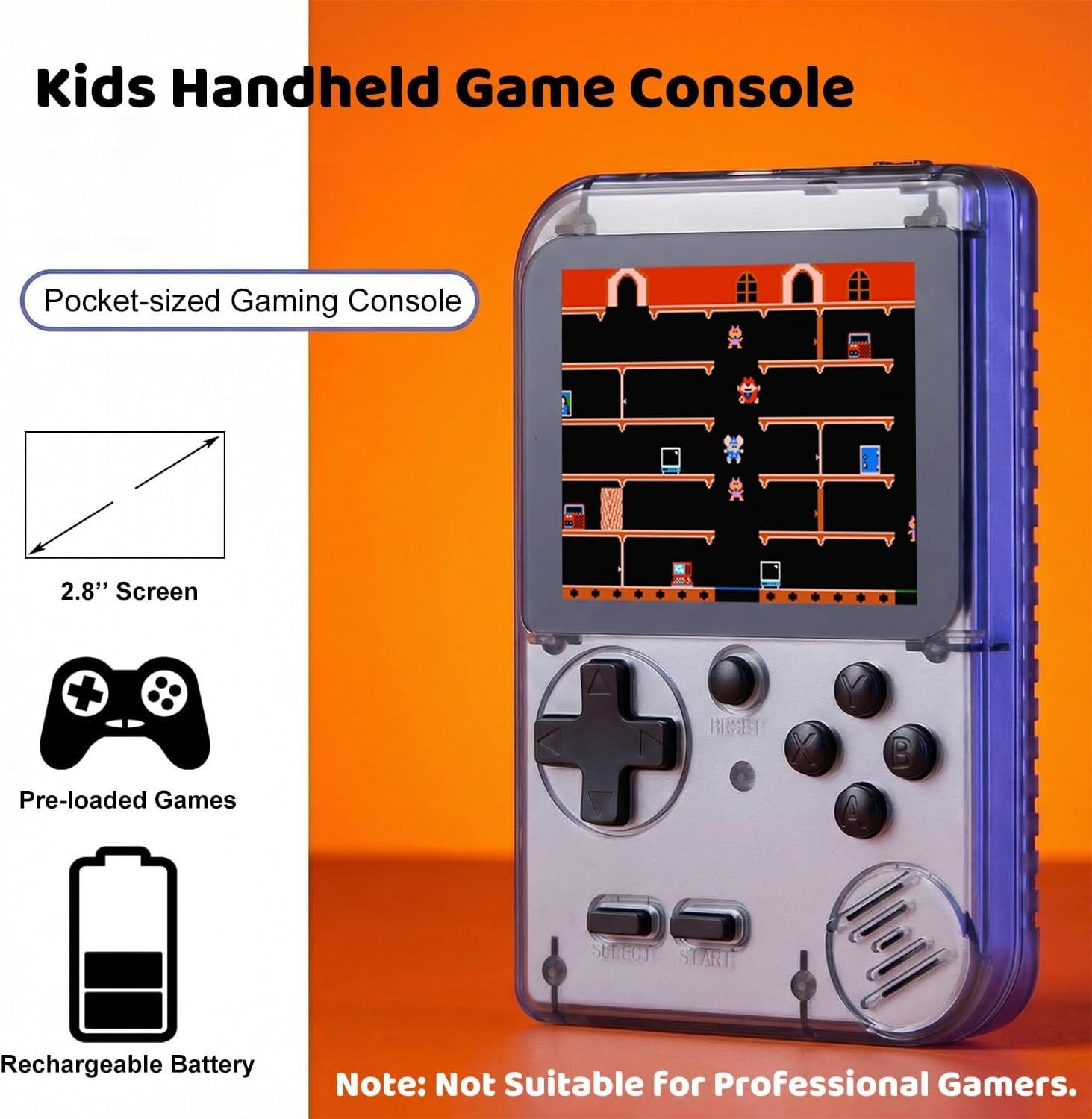 Compact Handheld Game Console for Boys & Girls: 400 Retro Games, Long Battery