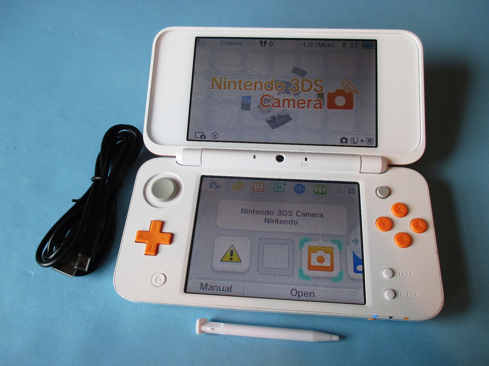 Nintendo 2DS XL Orange & White Console System w/Charger US Version FREE Ship!