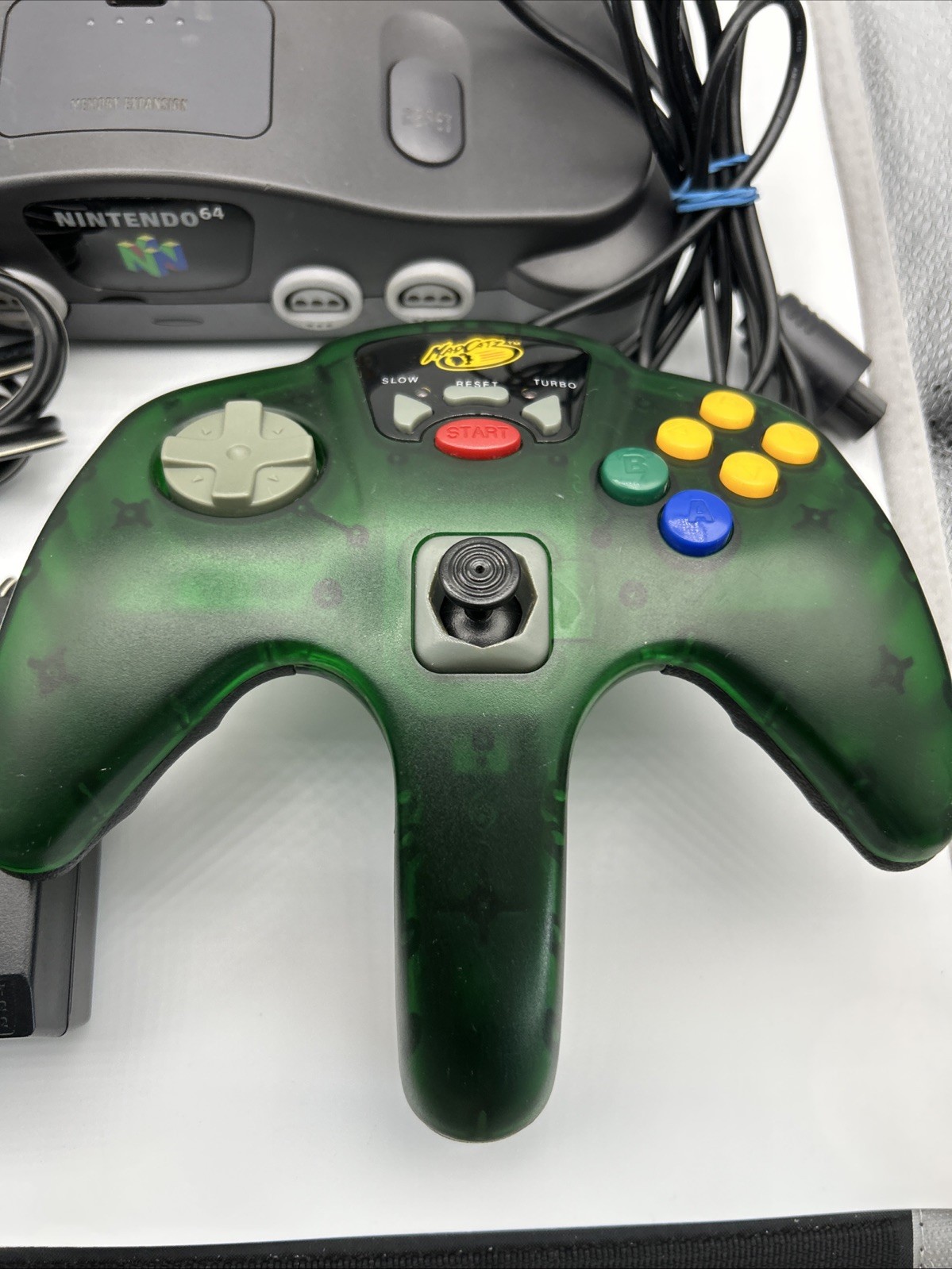 Nintendo 64 Console Bundle With Original Cords And Box And A Mad Cats Controller