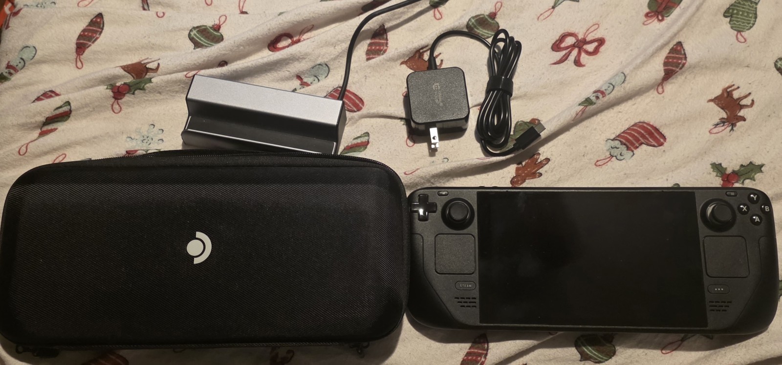 Valve Steam Deck Black 256GB LCD Gaming Monitor with Case, Charger, and Dock