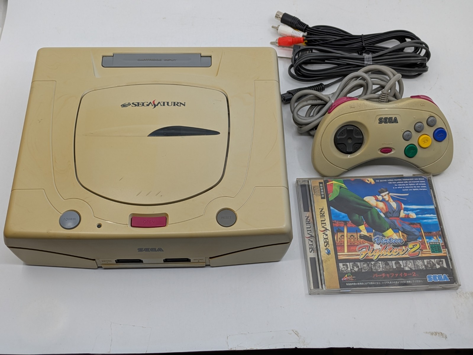Sega Saturn White HST-3220 NTSC-J Japan Tested w/ Controller + Virtua Fighter2