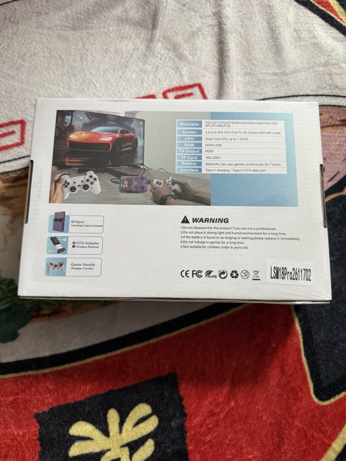 M18Pro Handheld Game Console Wireless Handle OTG Adapter White