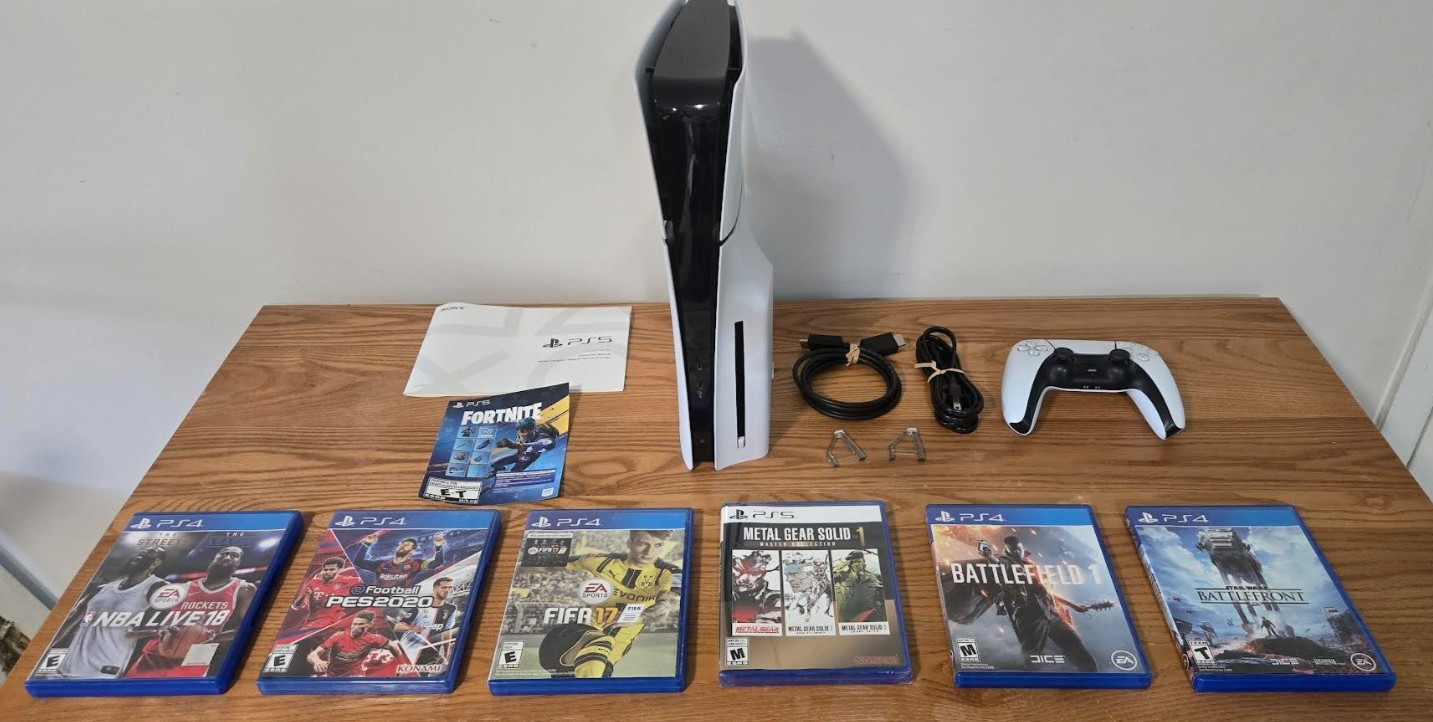PlayStation 5 Slim Disc 1TB Console Complete in Box w/ 6 Games & FORTNITE Code!!