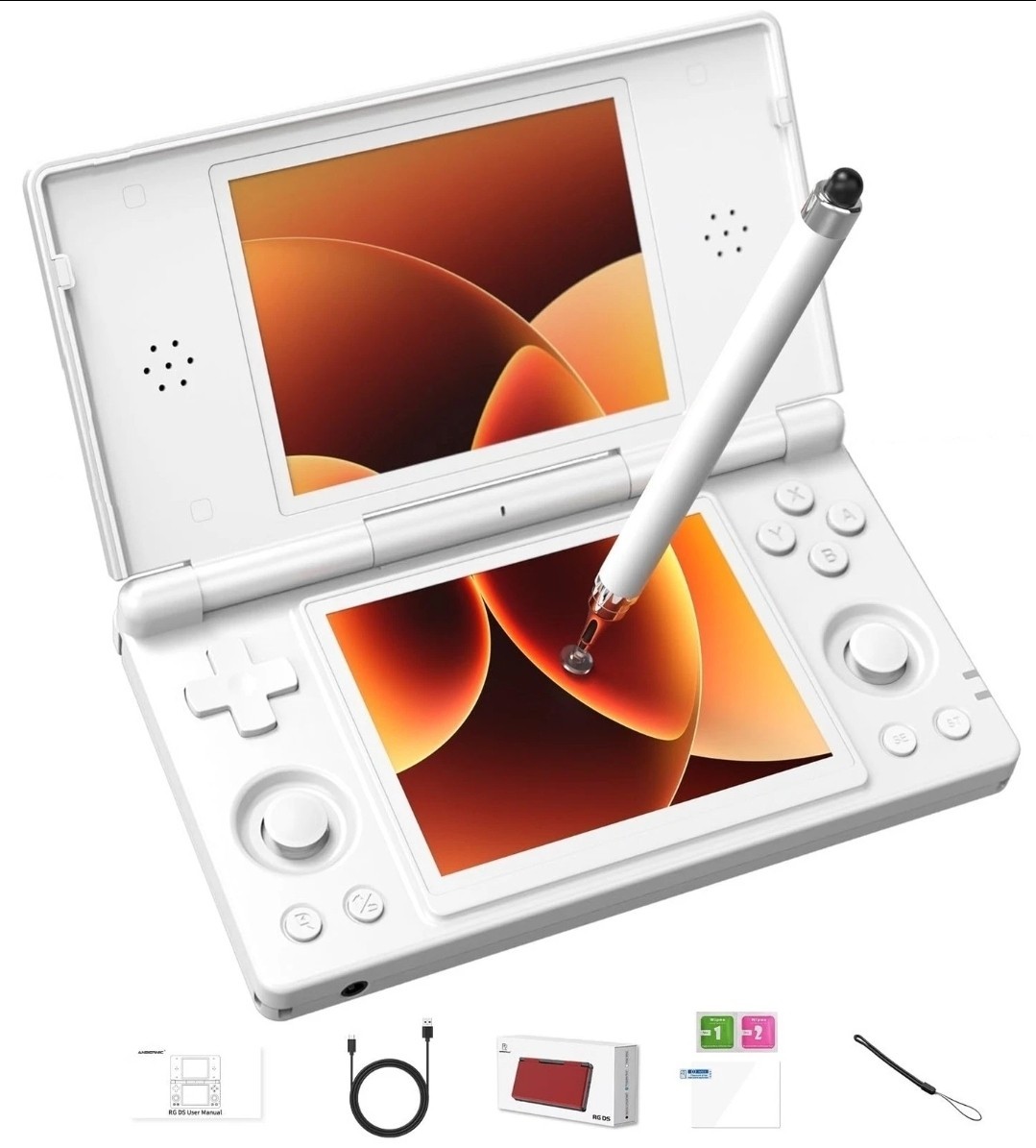 Anbernic RG DS Flip Retro Handheld Game Console WHITE (Open Box)