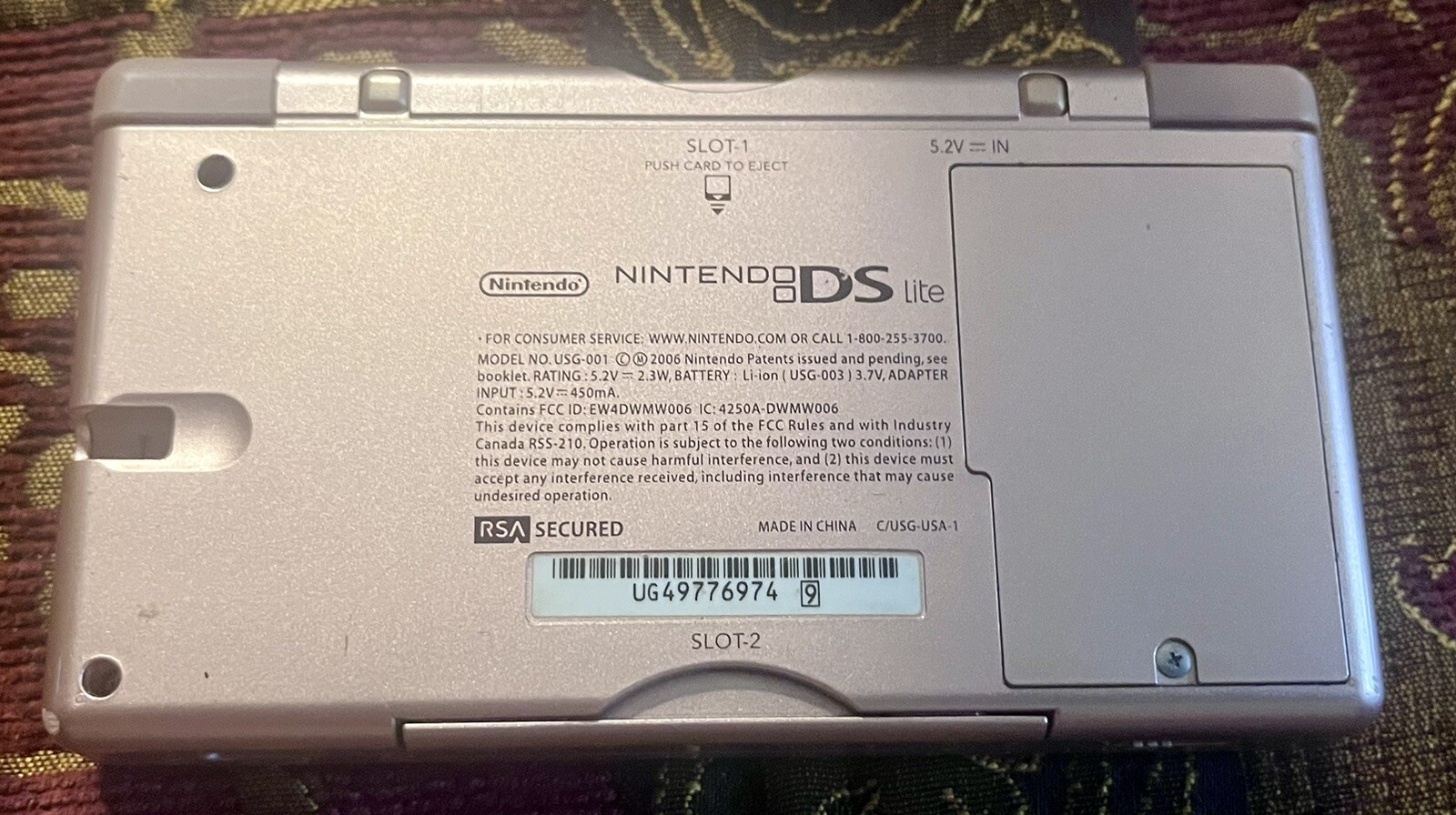 Nintendo DS Lite Handheld System Console Metallic Rose Model USG-001