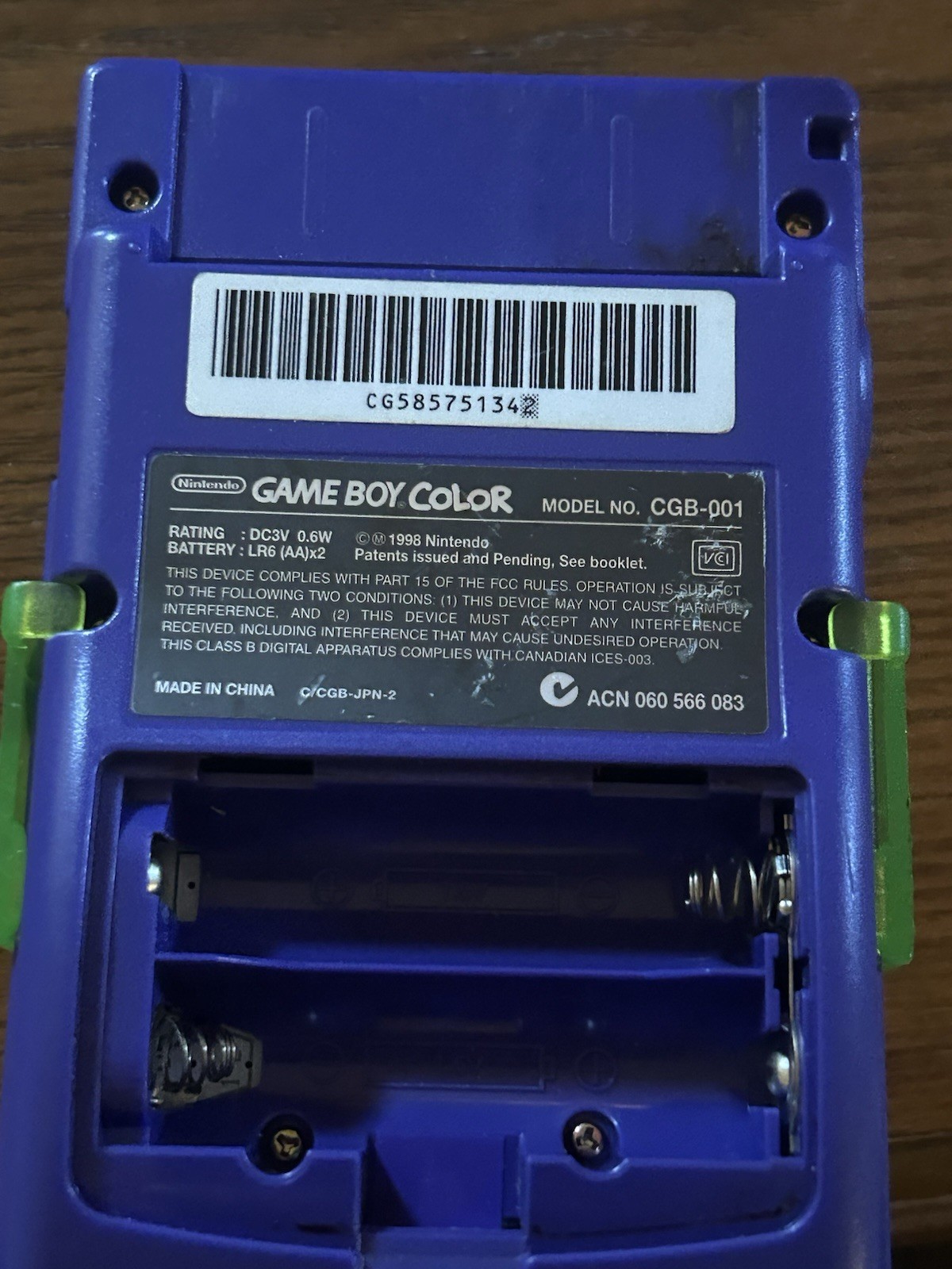 Game Boy Color Purple Game Console