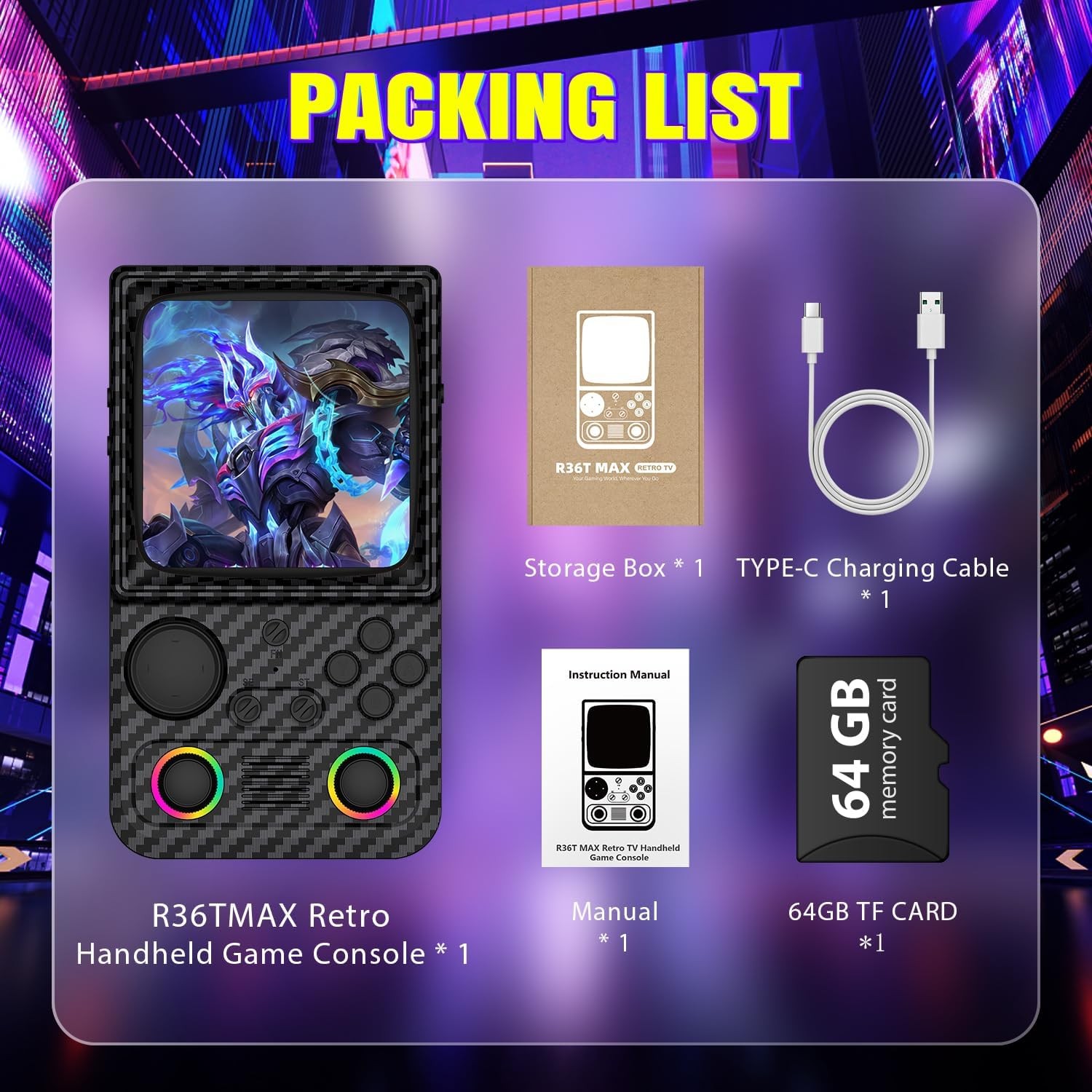 R36TMAX Retro Gaming Console, 4.0” IPS Screen, Retro Handheld Game Console 6…