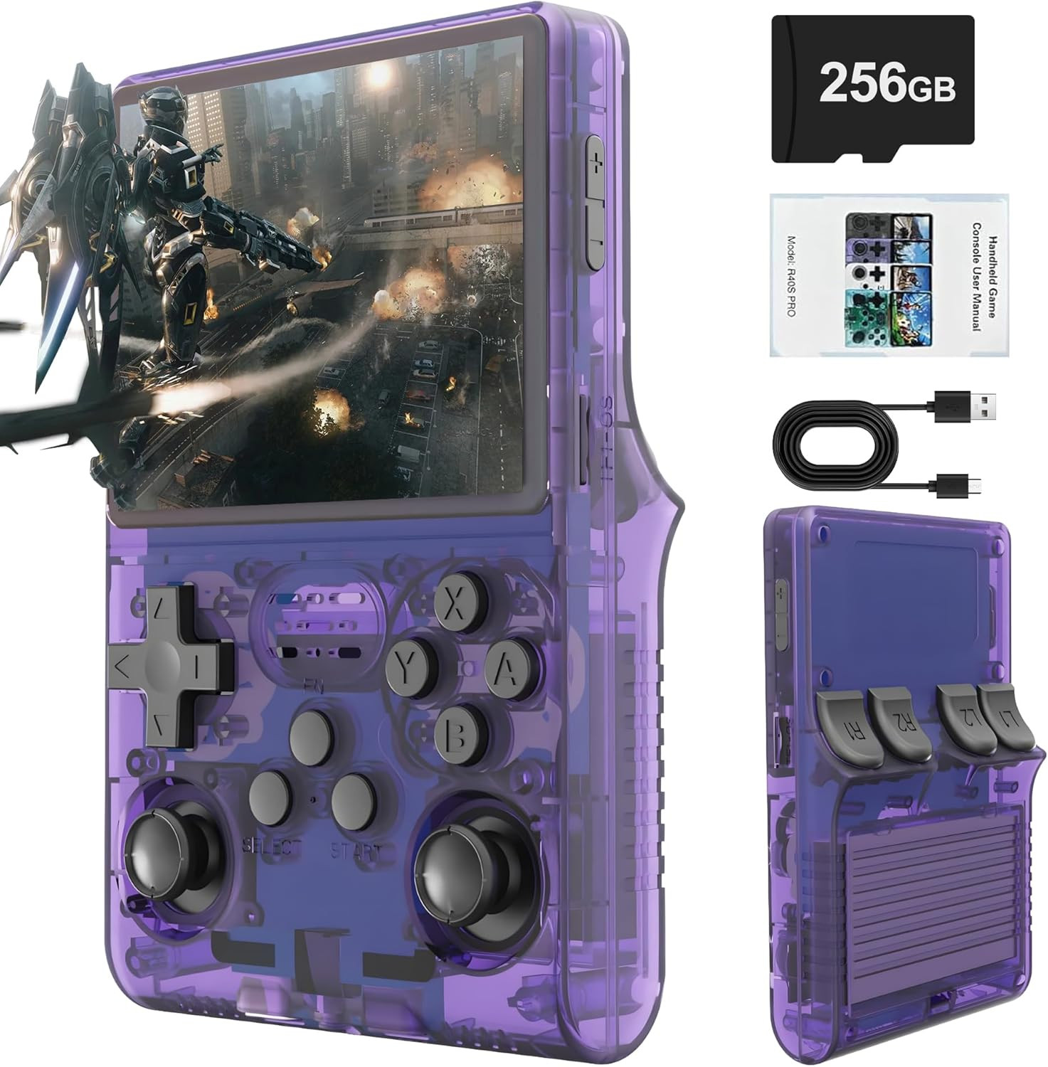 R40S PRO Retro Gaming Console, 30000+ HD Games Handheld Game Console, 3800Mah Re
