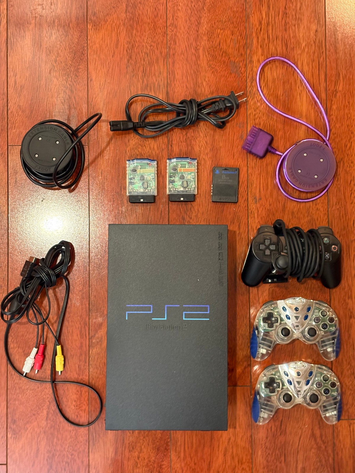 Working SONY PlayStation 2 Console + 3 Controllers (2 Wireless) + 3 Memory Cards