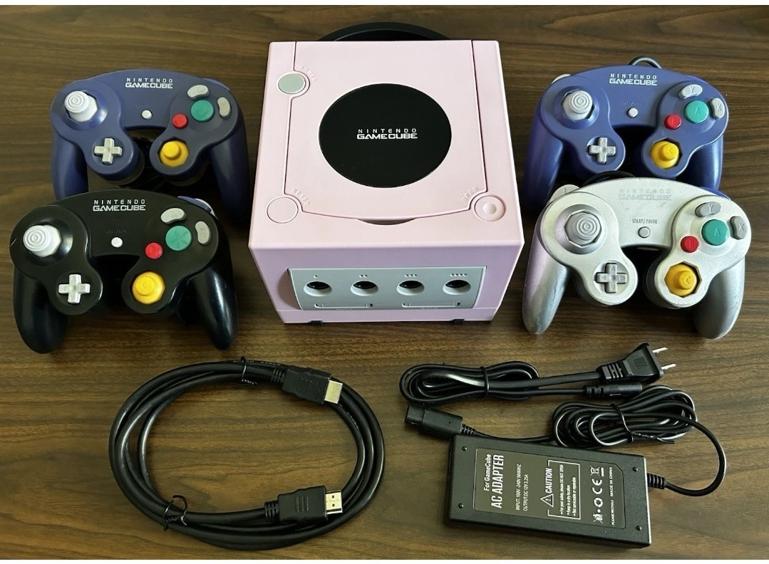 Nintendo GameCube Console ROSE PINK – HDMI Mod Pluto Llx 1-4 controller
