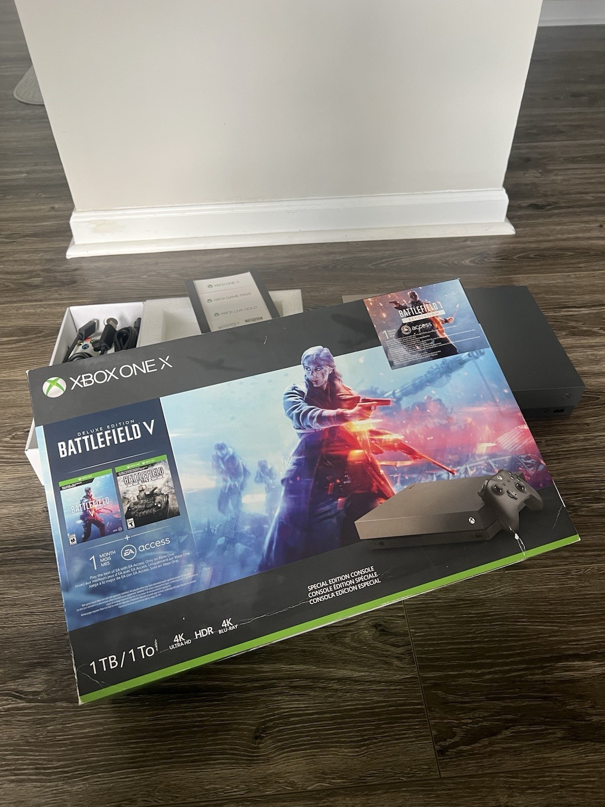 Xbox One X 1TB Console Gold Rush Battlefield Special Edition CIB Original Box
