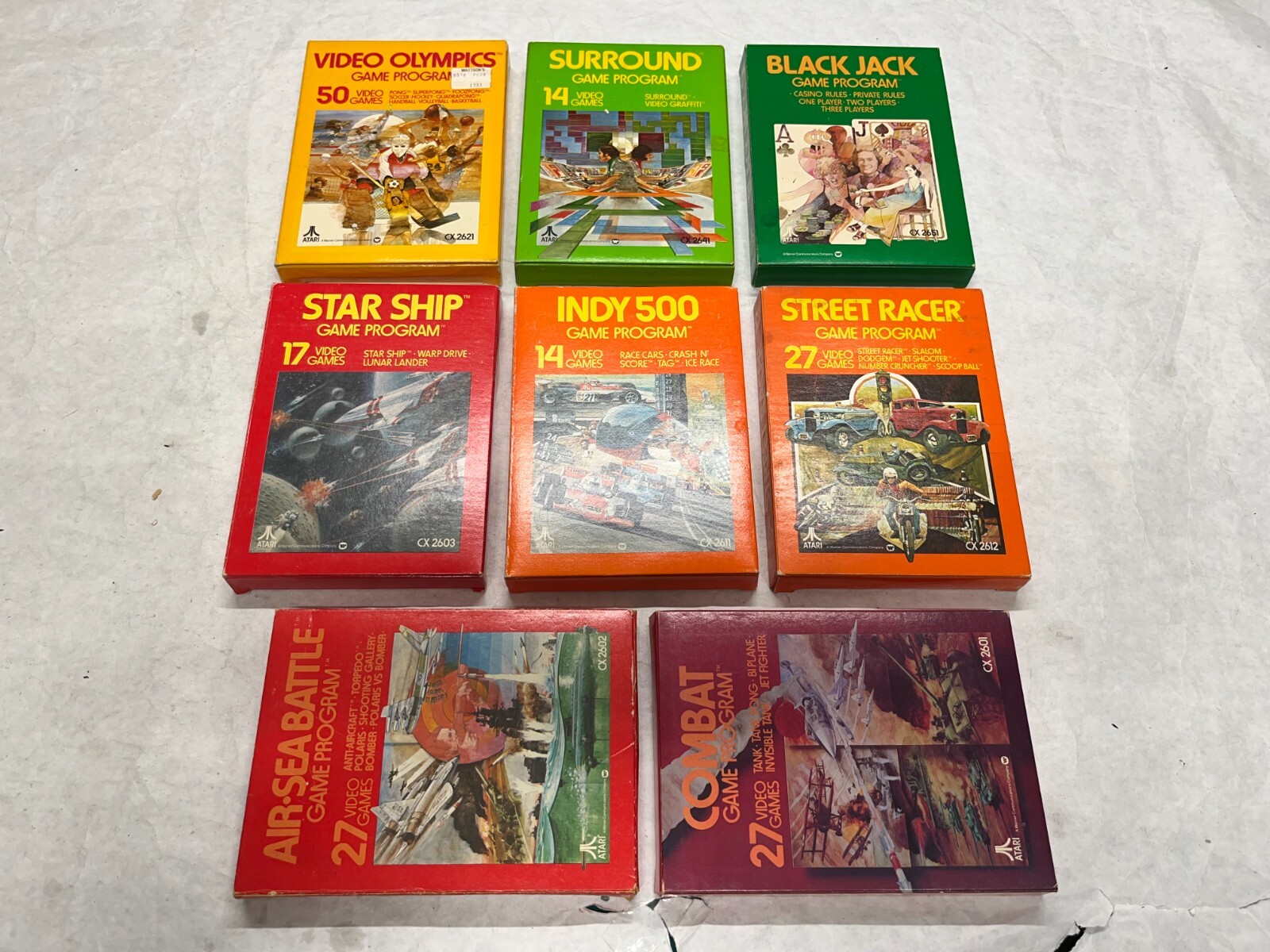 1977 ATARI Original Launch Gatefold Game Boxes Complete LOT 8 RARE *Unlaminated*