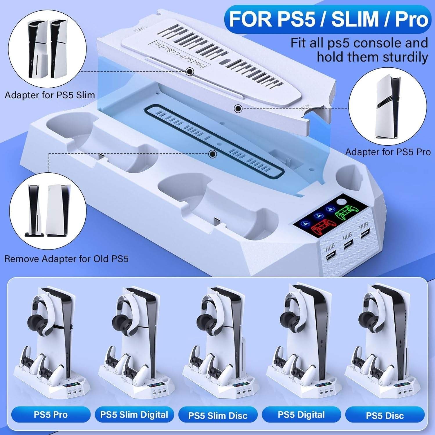 PS5/Slim/Pro Cooling Station for PS5 Console Disc/Digital Edition