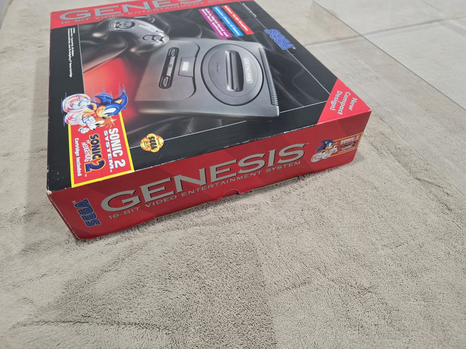 Sega Genesis Model 2 Console CIB Sonic 2 Bundle w Reg Card Mint + Box Protector