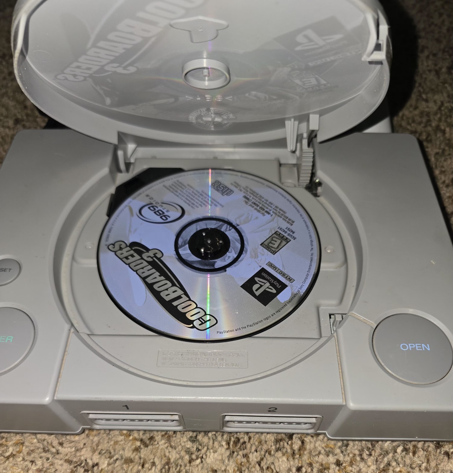 Sony PlayStation 1 Console + 2 Controllers & Cables & Coolboarders 3 Video Game