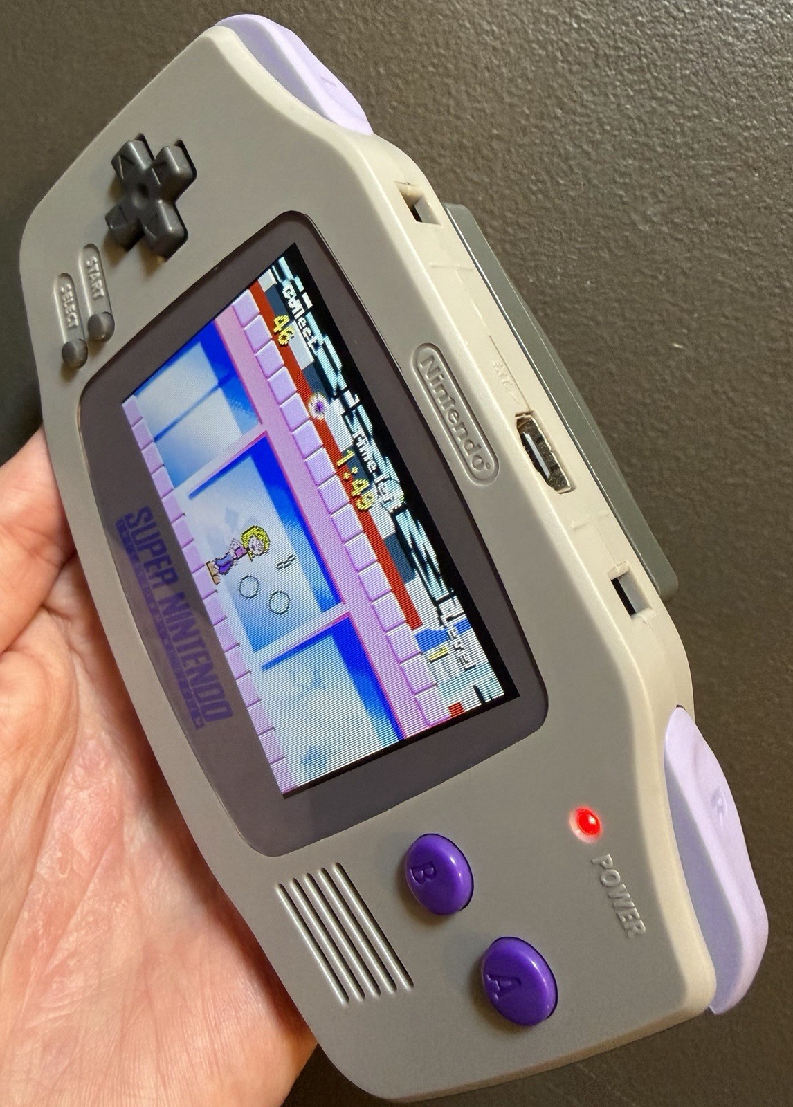 (Left d-pad button not working) custom IPS Gray & Purple Super Nintendo Edition