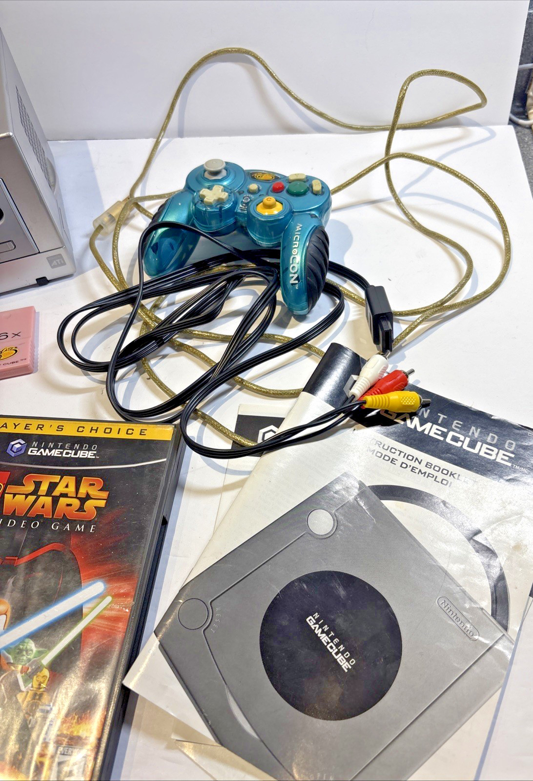 Nintendo GameCube Console – Platinum Silver w Games, Cords, Controller, Manual