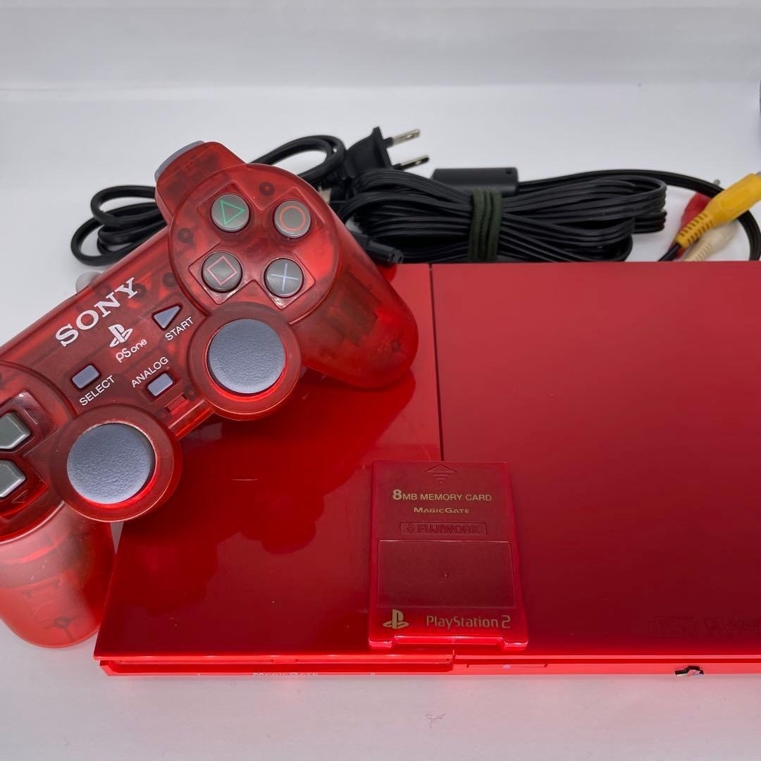 SONY PlayStation 2 Cinnabar Red SCPH-90000CR Limited Edition PS2 Used Japan